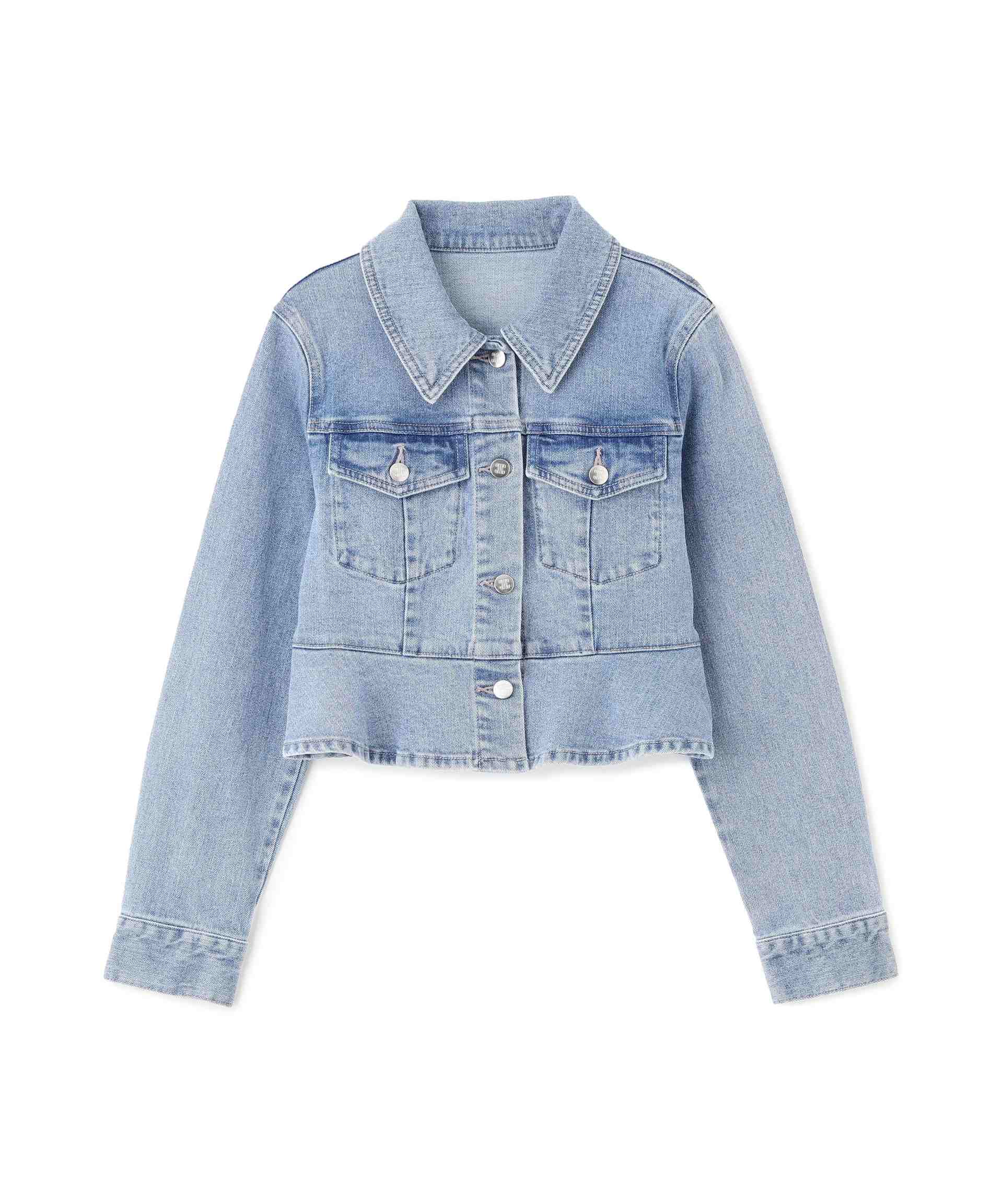 ペプラムデニムジャケット ブルー