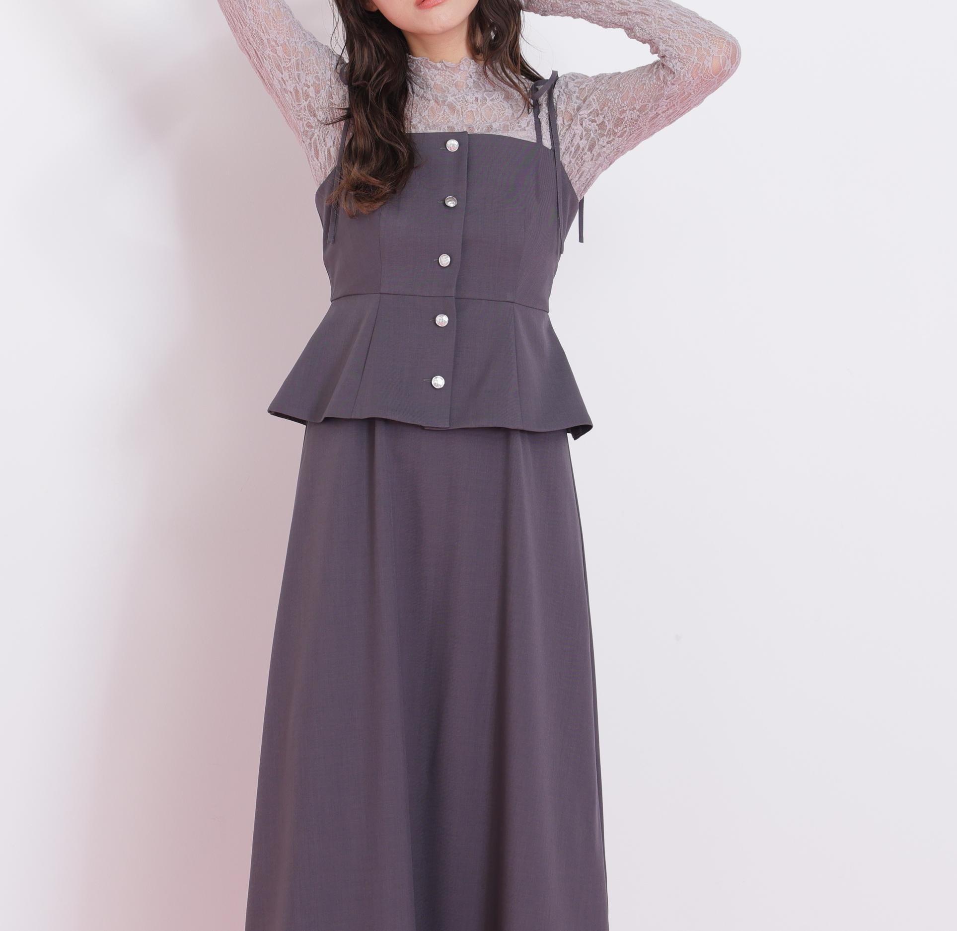 肩リボンジャンスカ チャコール1