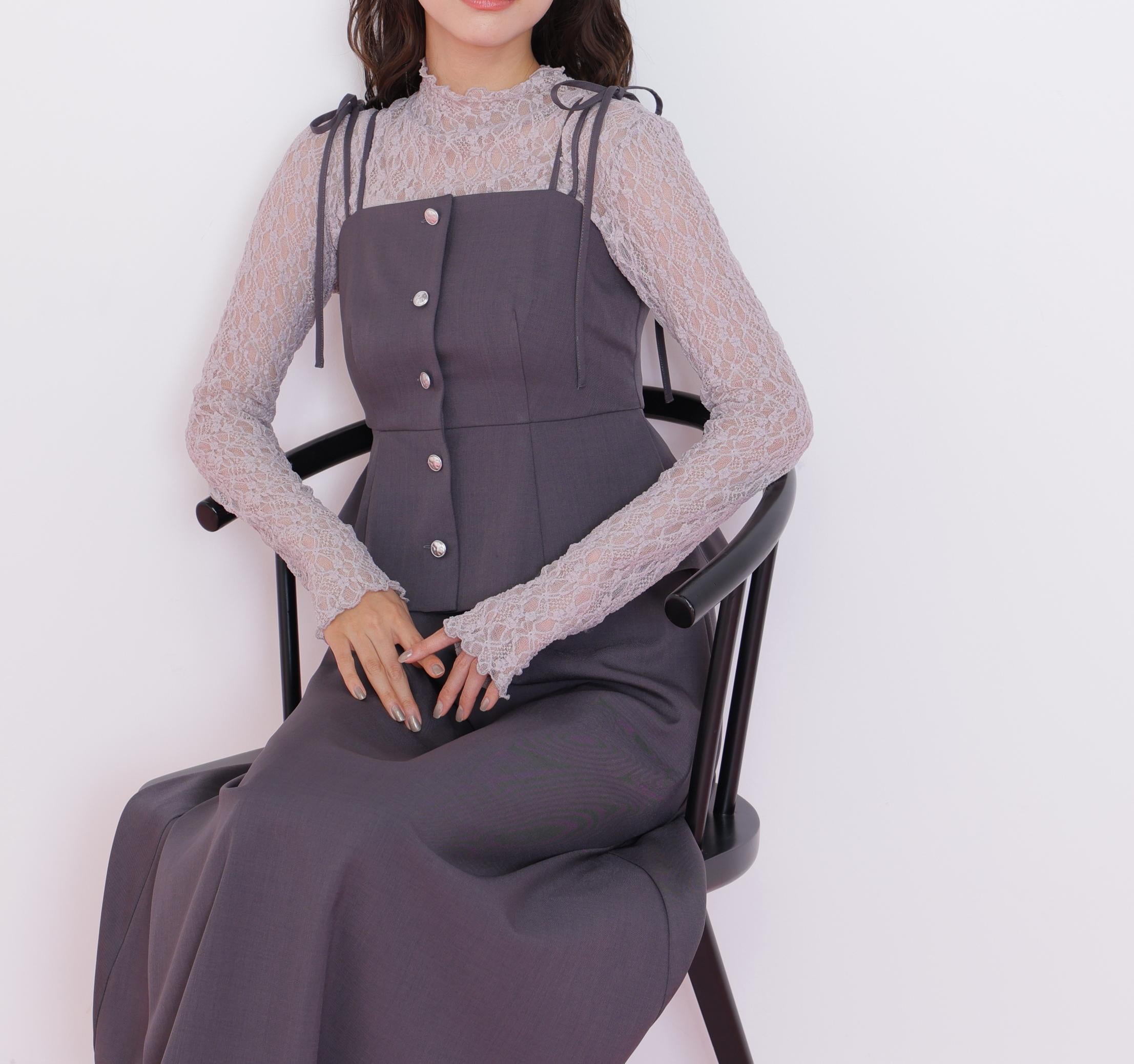 肩リボンジャンスカ チャコール1