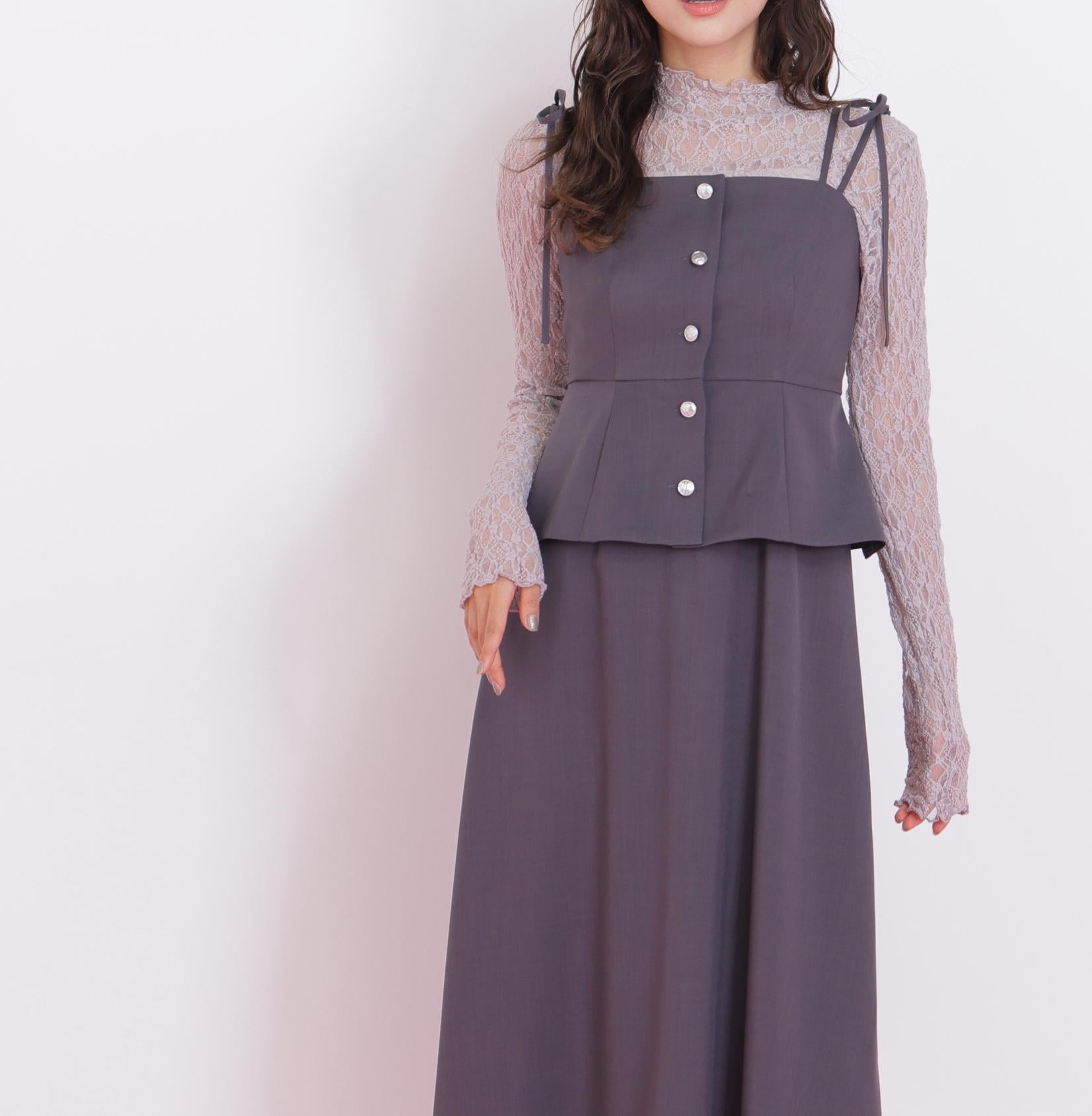 肩リボンジャンスカ チャコール1