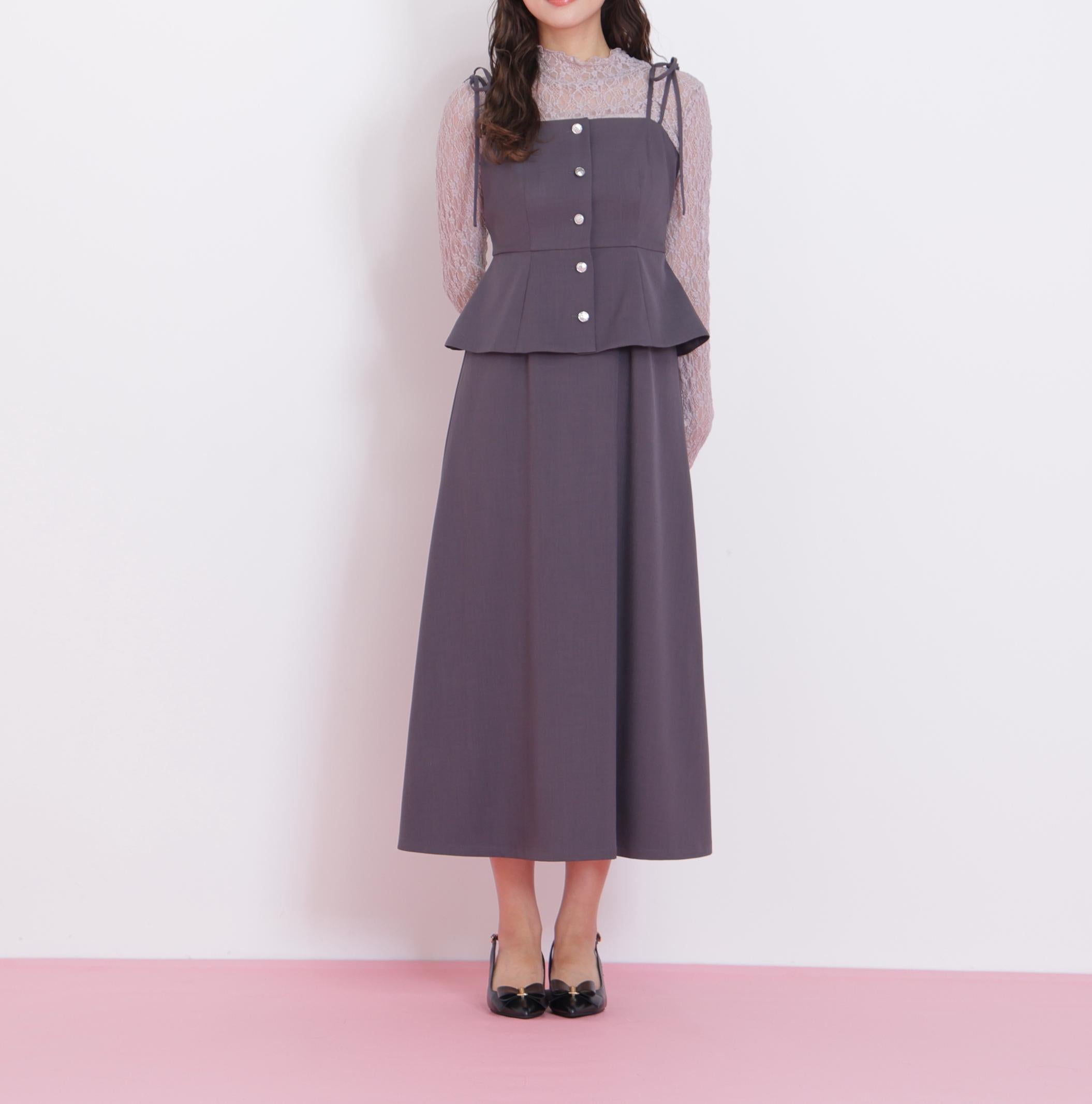 肩リボンジャンスカ チャコール1