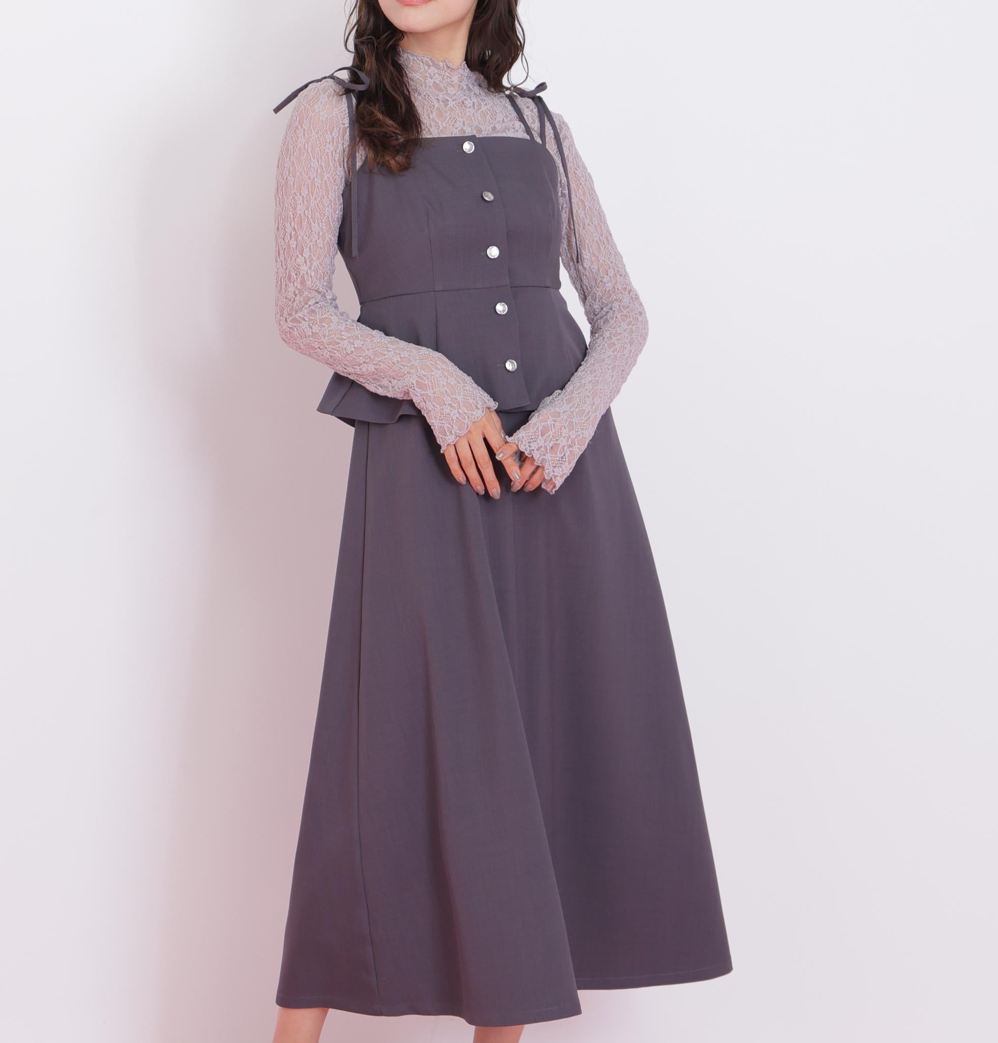 肩リボンジャンスカ チャコール1