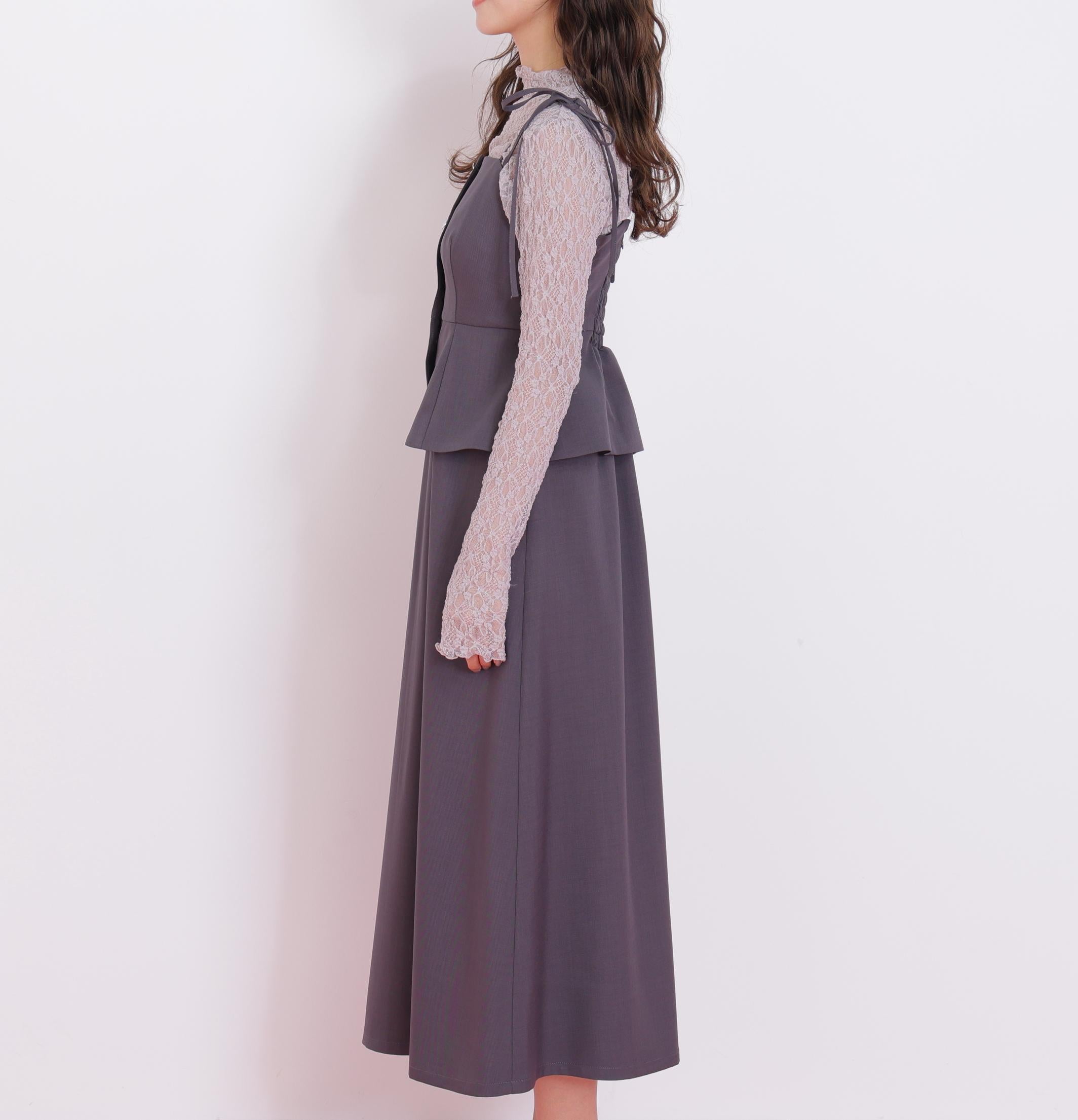 肩リボンジャンスカ チャコール1