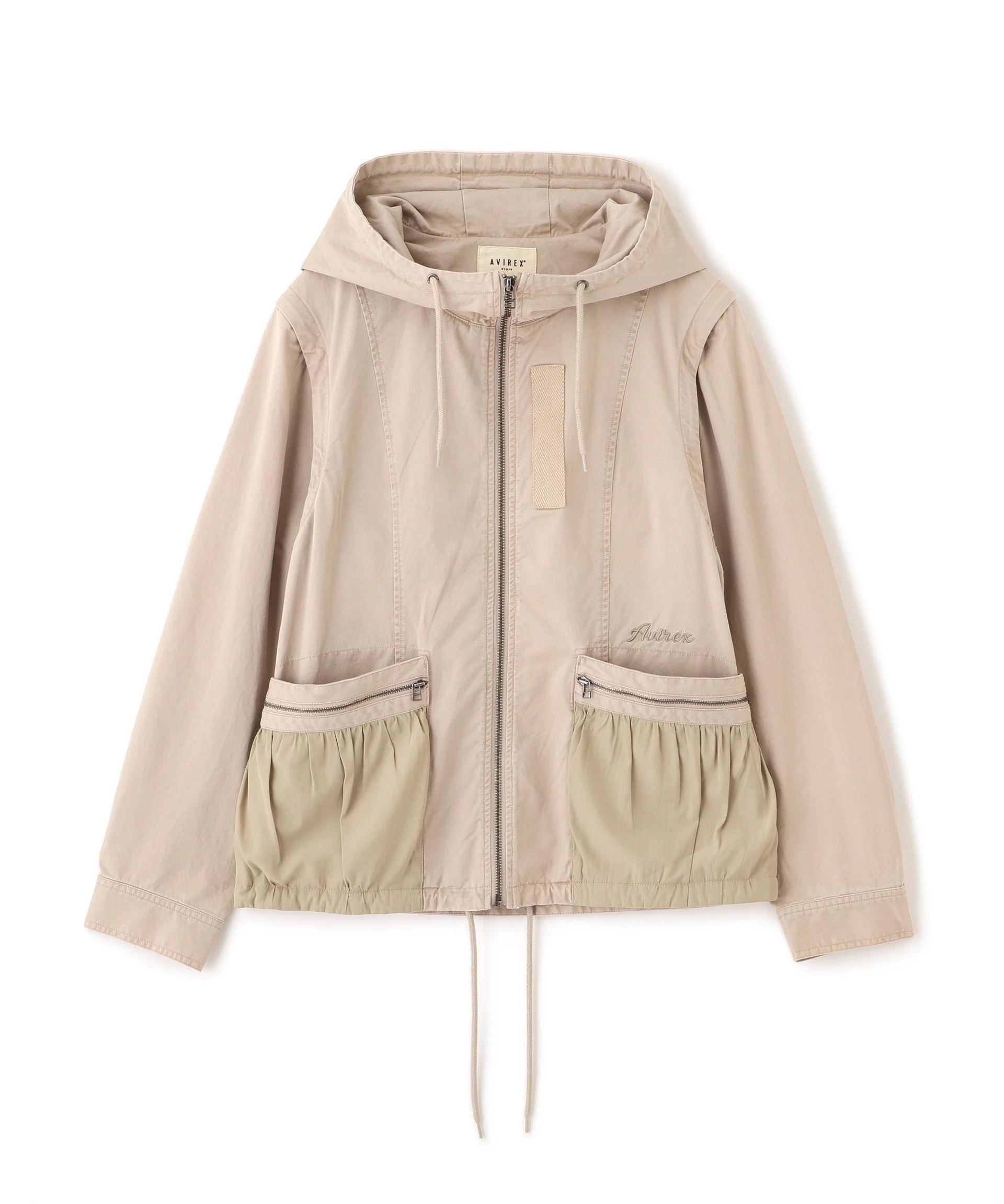 《WOMAN》MILITARY ZIP POCKET DETACHABLE JACKET ベージュ