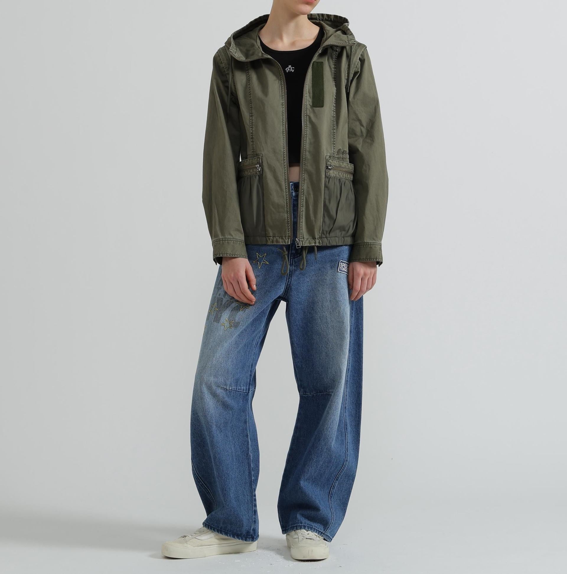《WOMAN》MILITARY ZIP POCKET DETACHABLE JACKET オリーブ