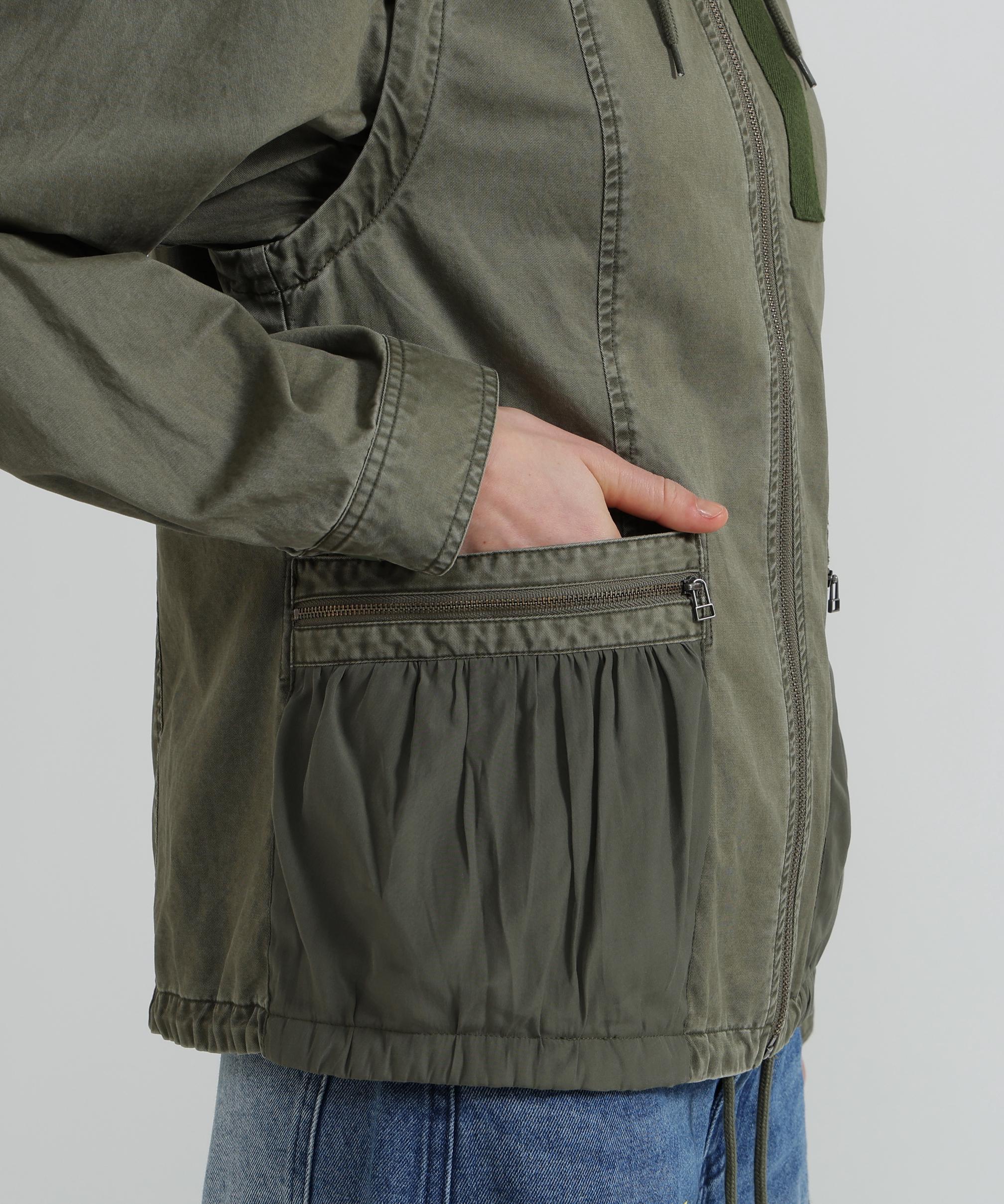 《WOMAN》MILITARY ZIP POCKET DETACHABLE JACKET オリーブ