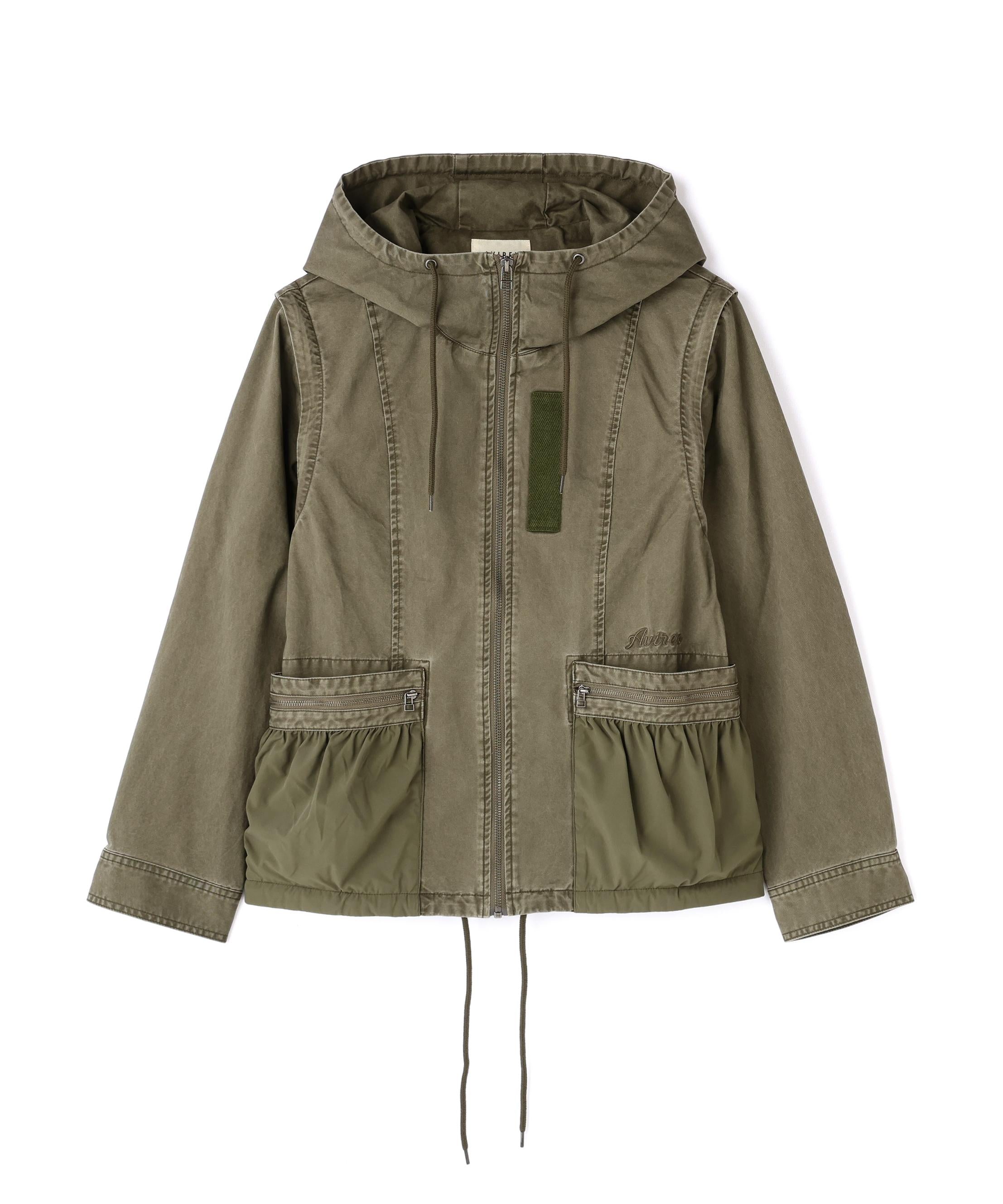 《WOMAN》MILITARY ZIP POCKET DETACHABLE JACKET オリーブ