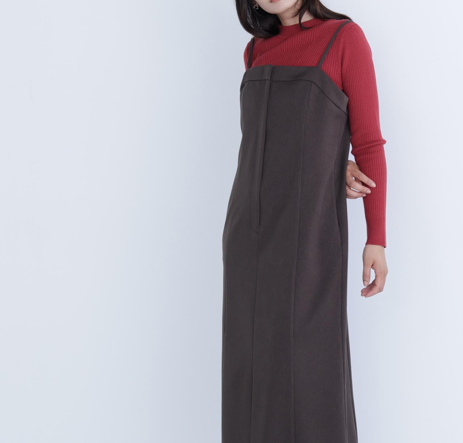 キャミワンピース ダークブラウン1