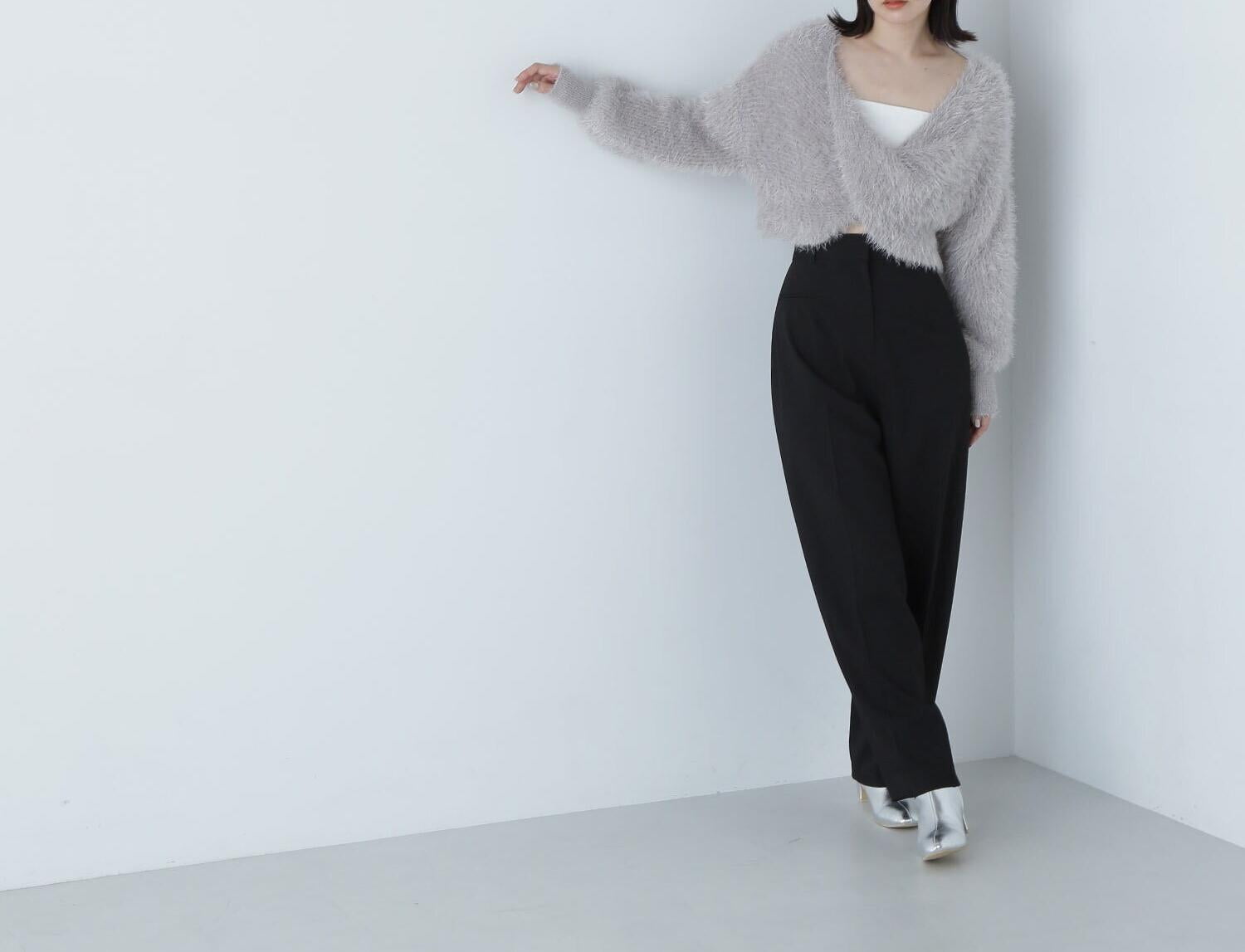 スリムバレルラインパンツ クロ