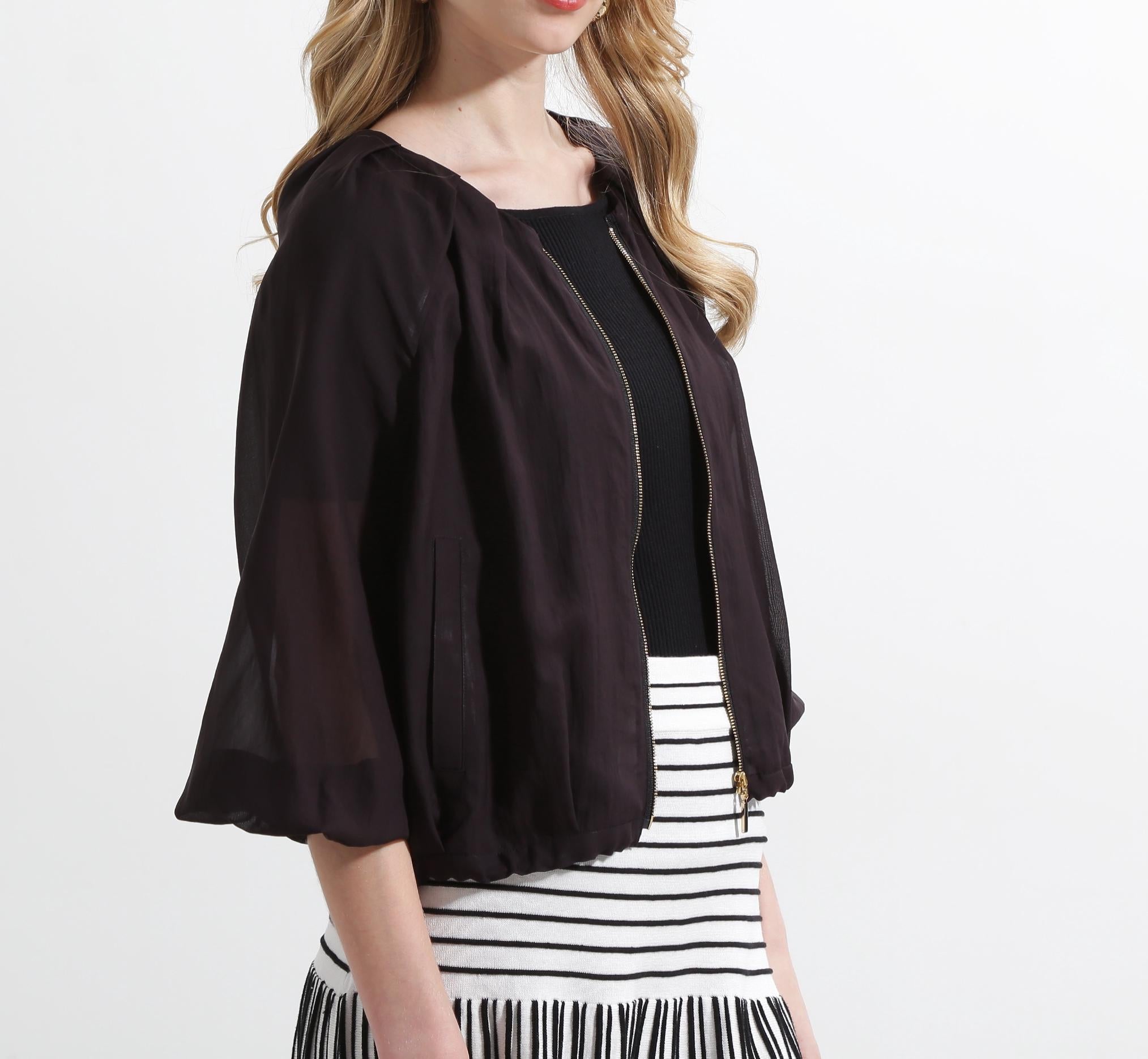 ◆シアータックジップブルゾン ブラック