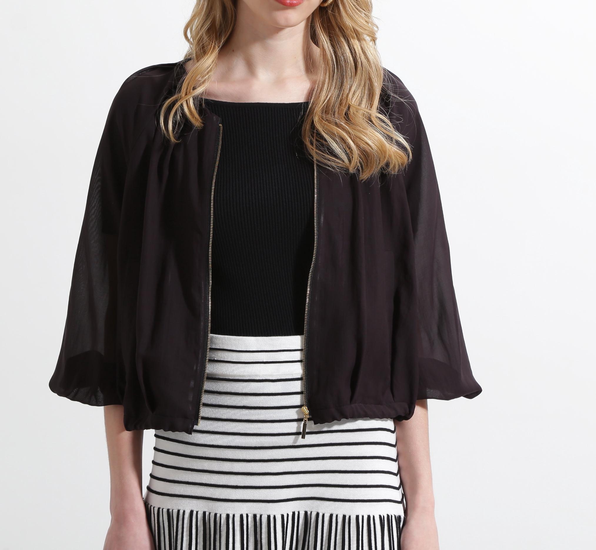 ◆シアータックジップブルゾン ブラック