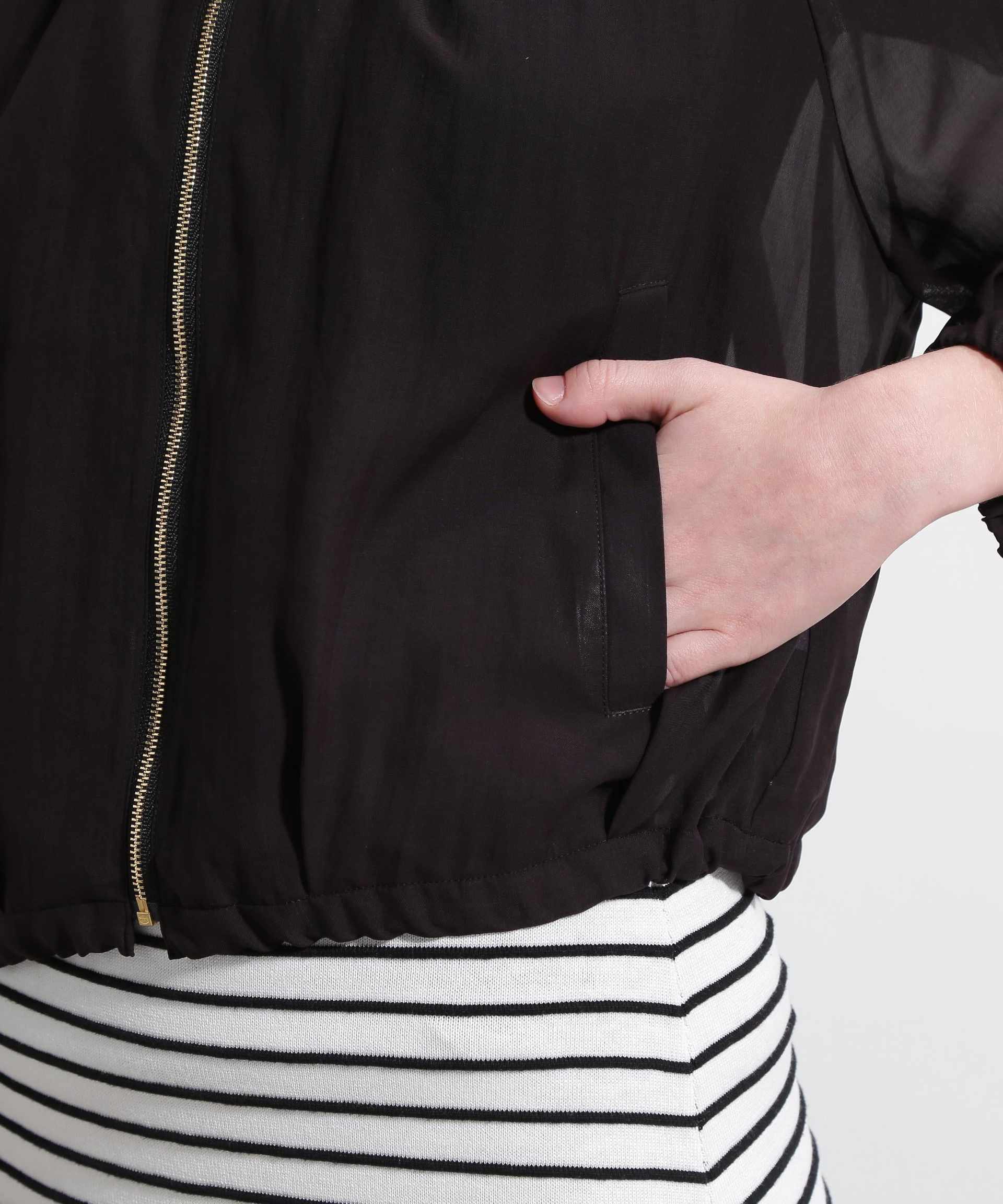 ◆シアータックジップブルゾン ブラック