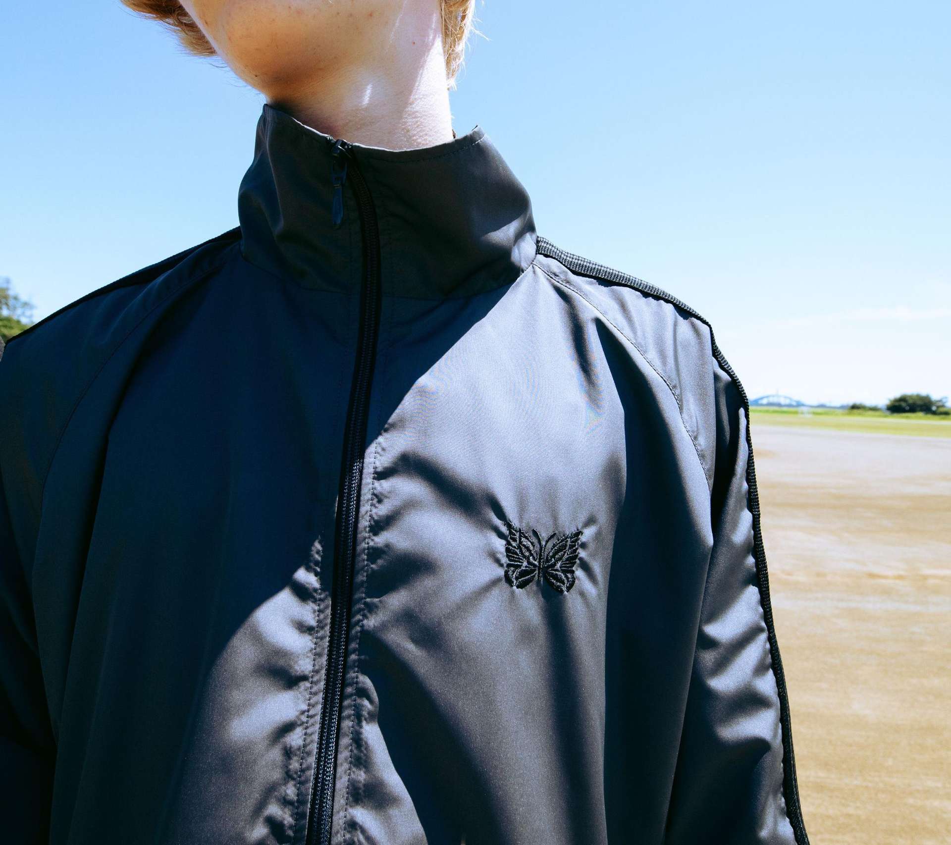 朝までお値下げ♪Needles Track Jacket M NEEDLES: Green Poly Smooth Track Jacket | SSENSE