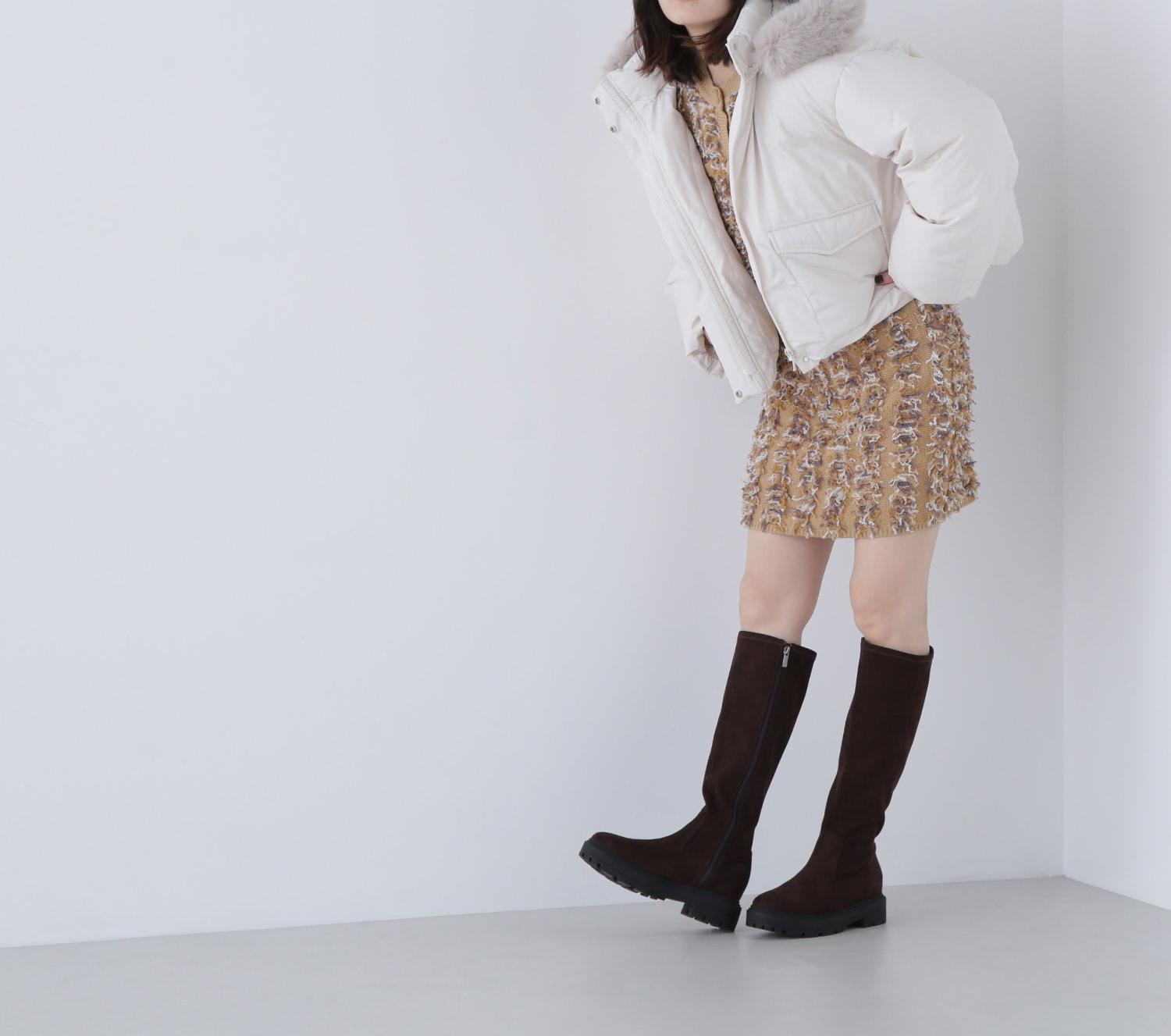 フードファーショートダウン オフホワイト1