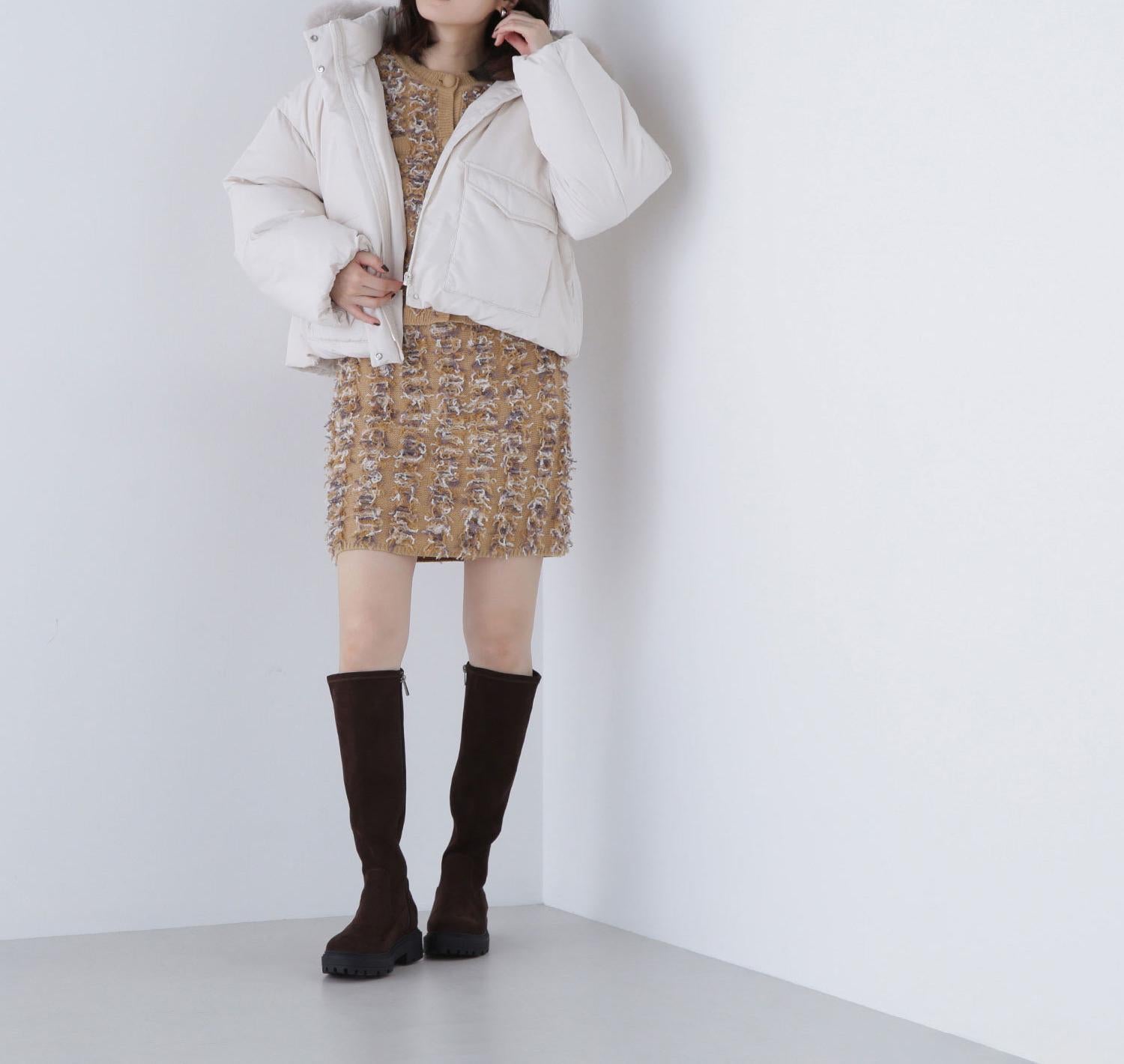 フードファーショートダウン オフホワイト1