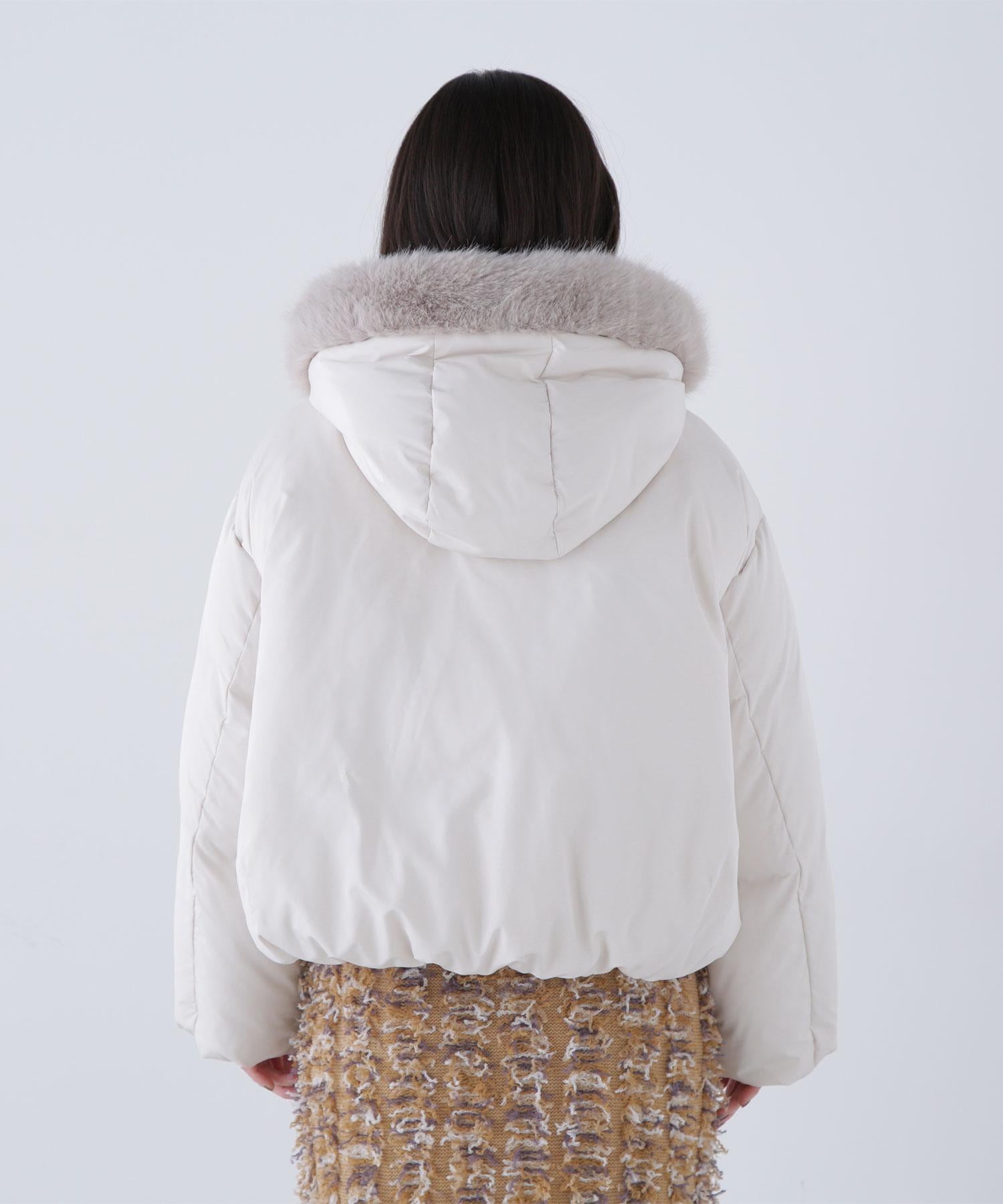 フードファーショートダウン オフホワイト1