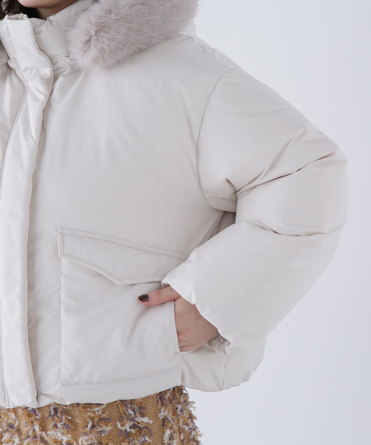 フードファーショートダウン オフホワイト1