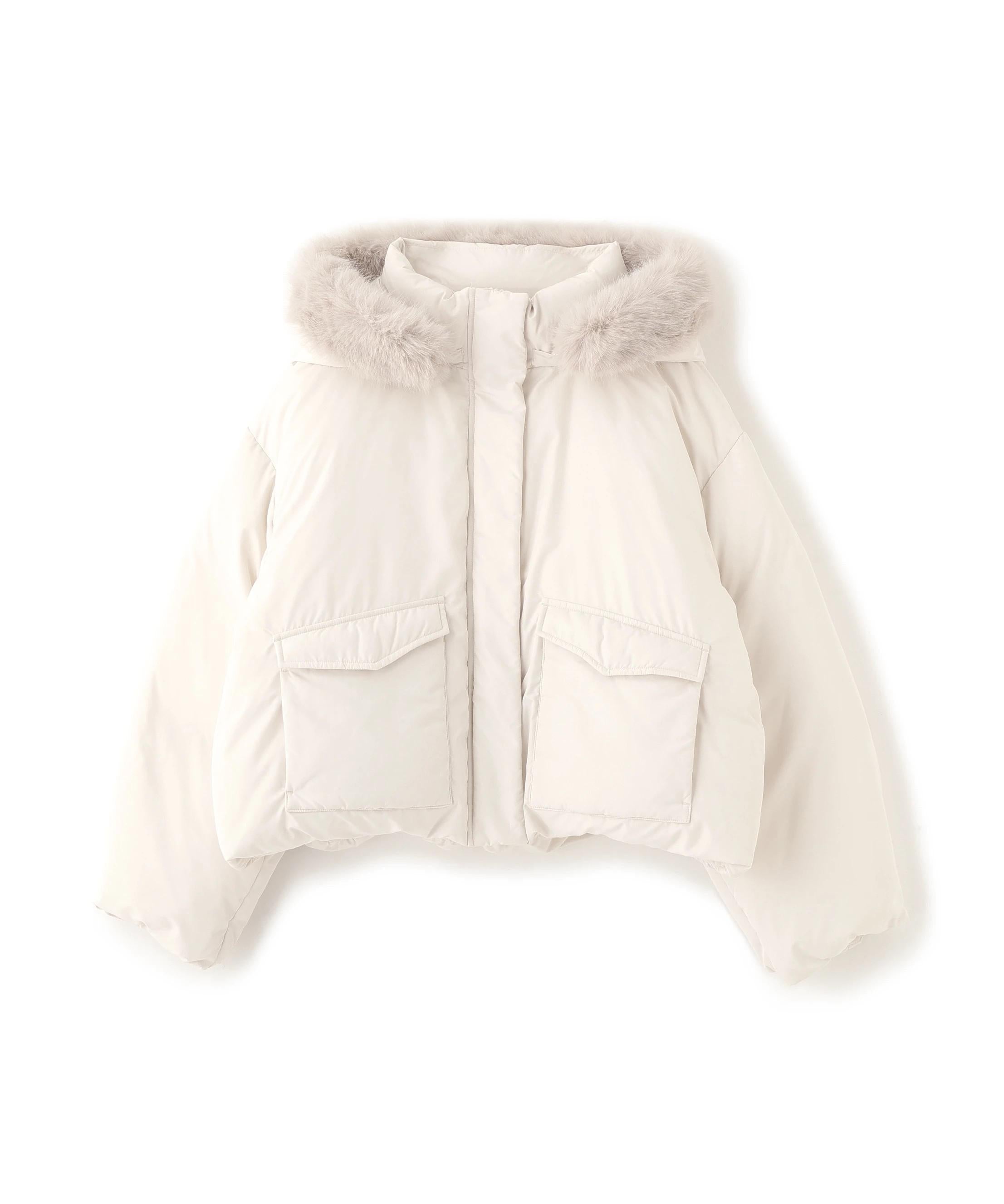 フードファーショートダウン オフホワイト1
