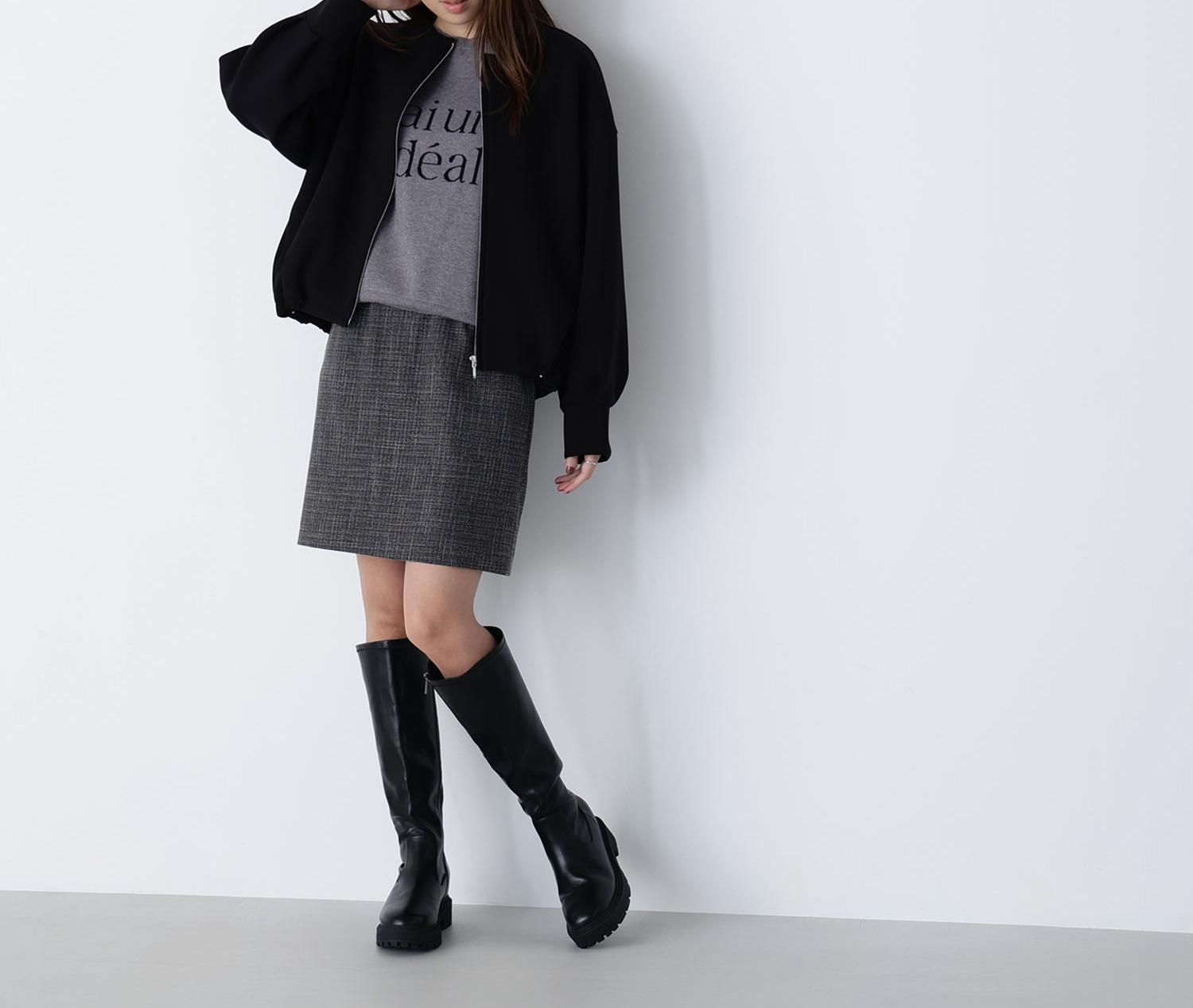 オータムミニスカート ブラックベース2