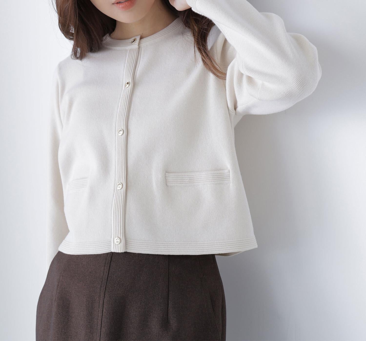 シルクブレンドカーディガン アイボリー1