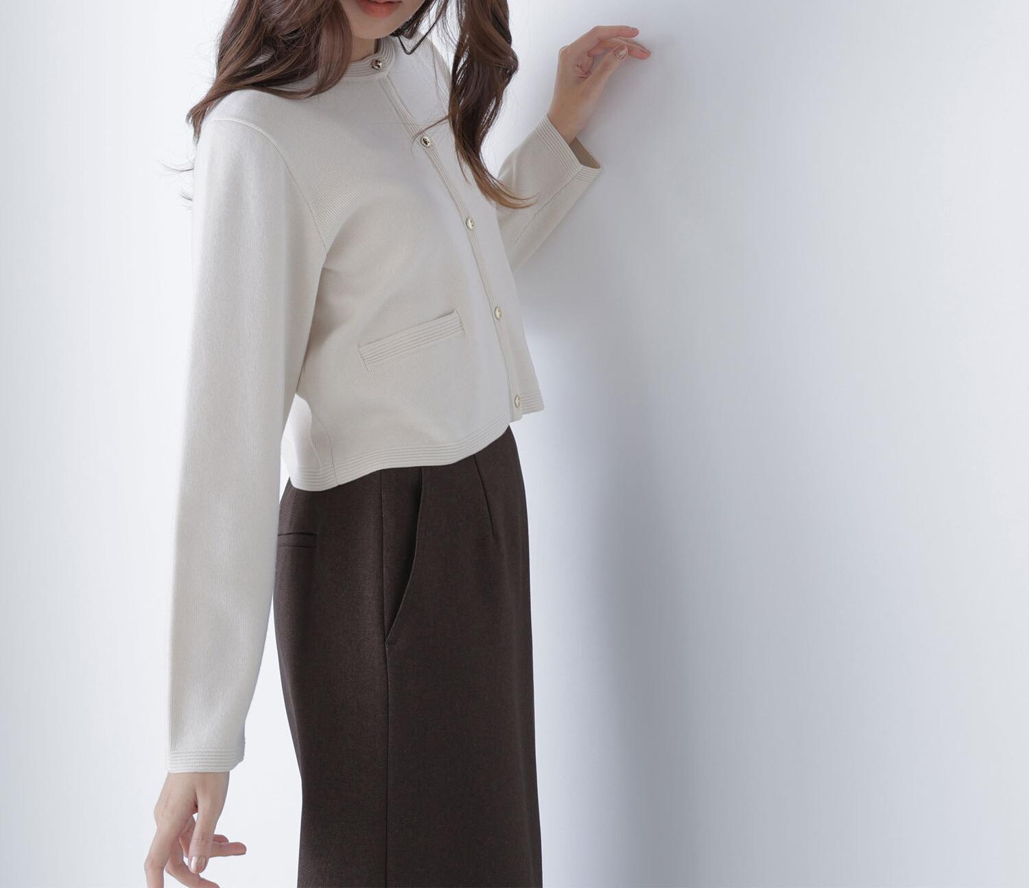 シルクブレンドカーディガン アイボリー1