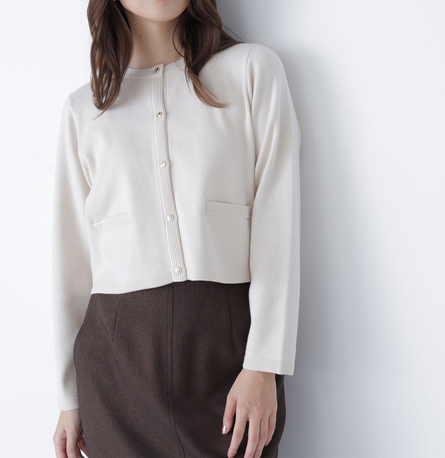 シルクブレンドカーディガン アイボリー1