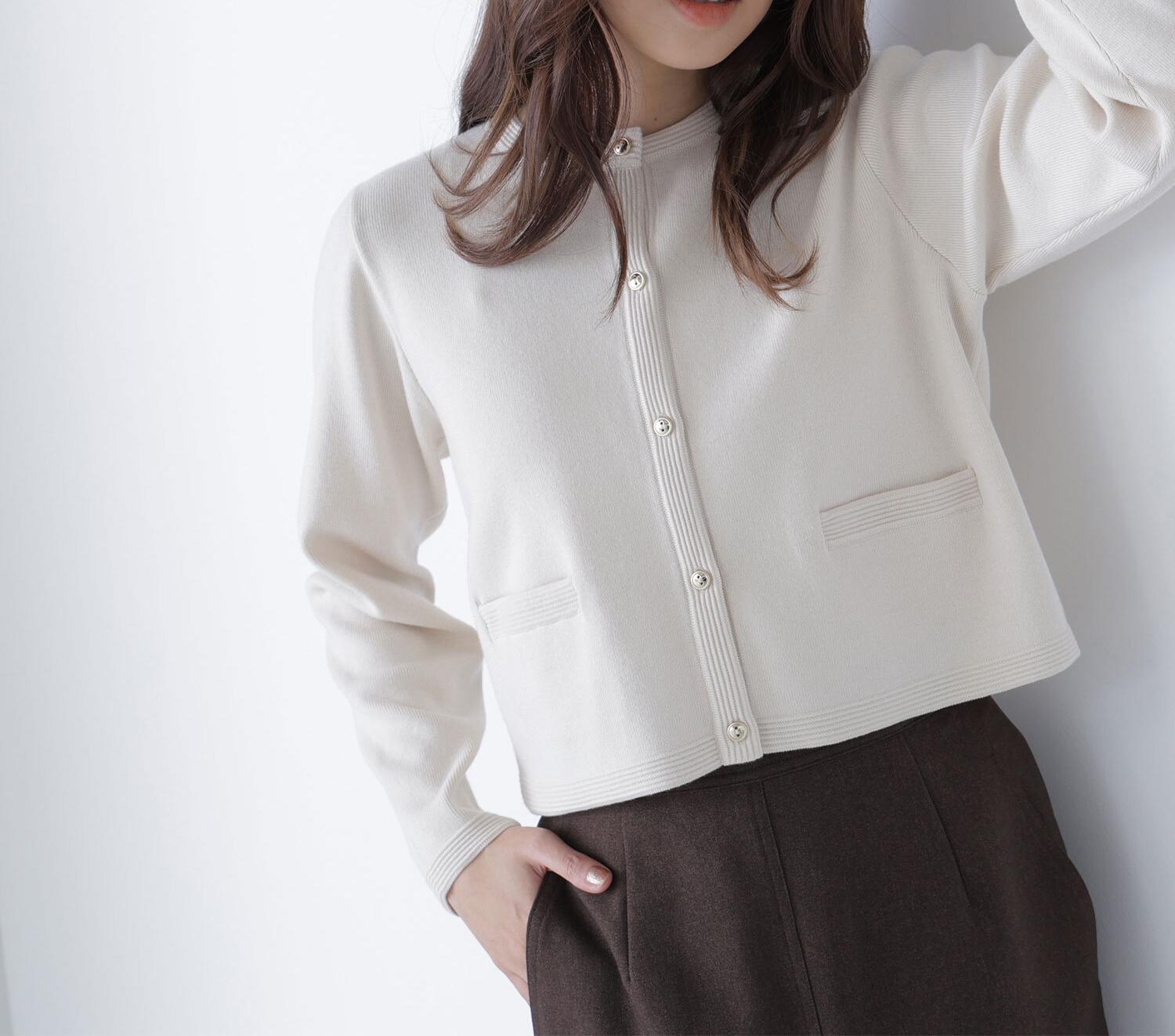 シルクブレンドカーディガン アイボリー1