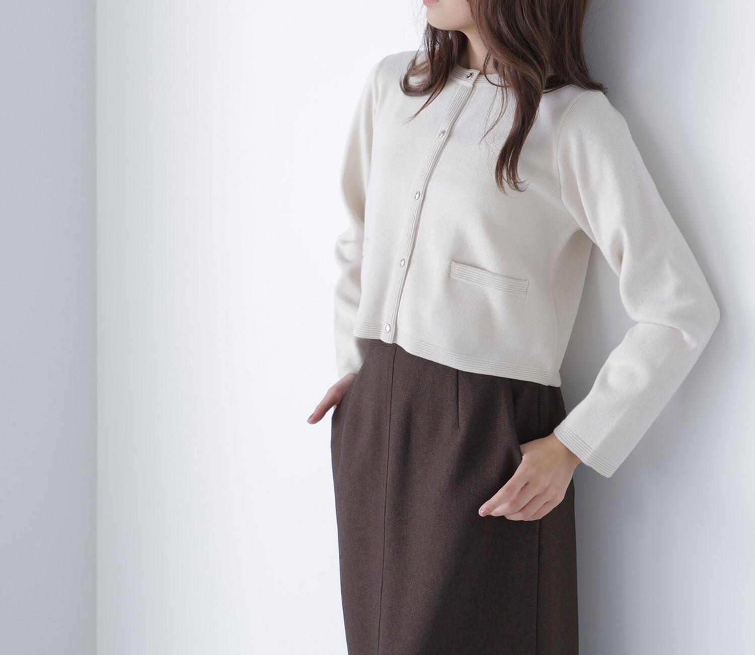 シルクブレンドカーディガン アイボリー1