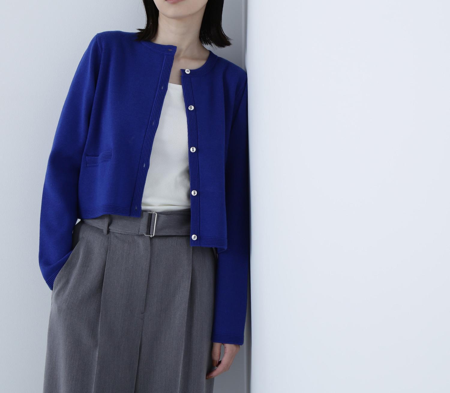 シルクブレンドカーディガン ディープブルー1