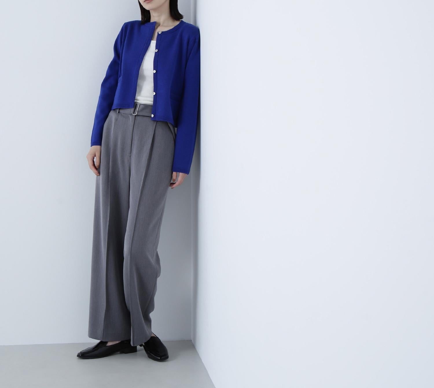 シルクブレンドカーディガン ディープブルー1