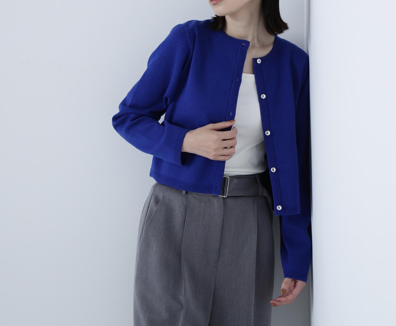 シルクブレンドカーディガン ディープブルー1