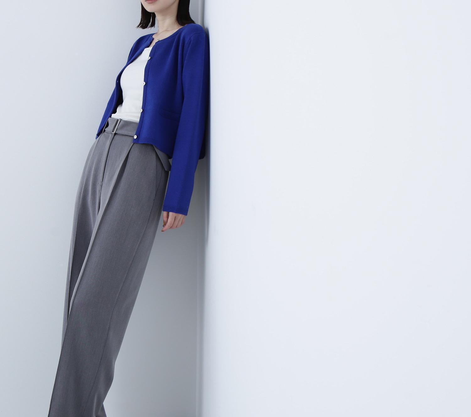 シルクブレンドカーディガン ディープブルー1
