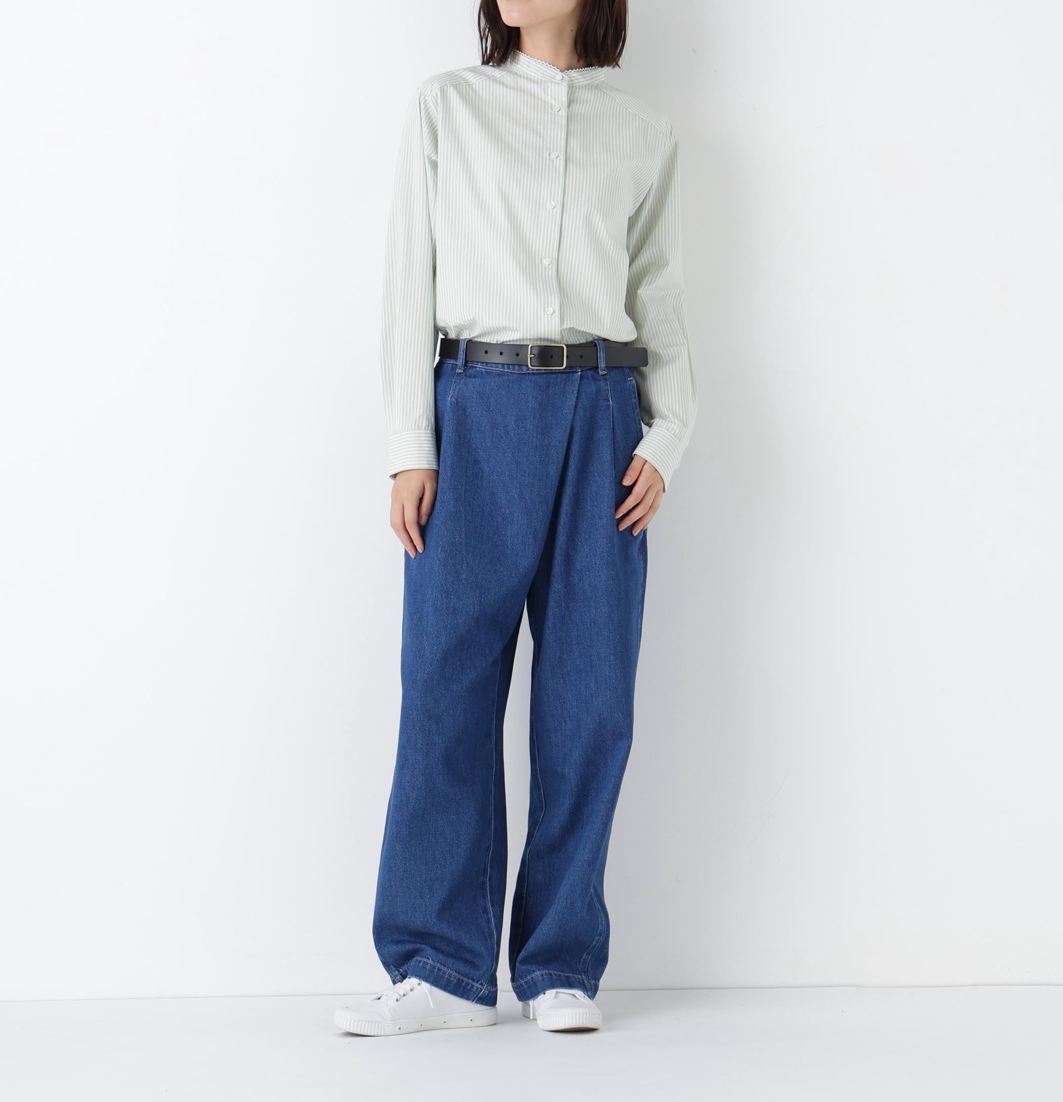 ◆ソフトデニムバレルパンツ ブルー