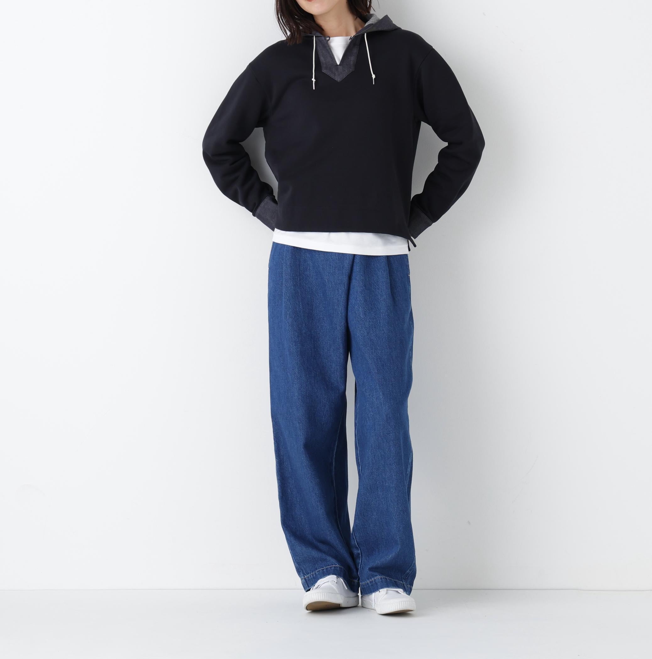 ◆ソフトデニムバレルパンツ ブルー
