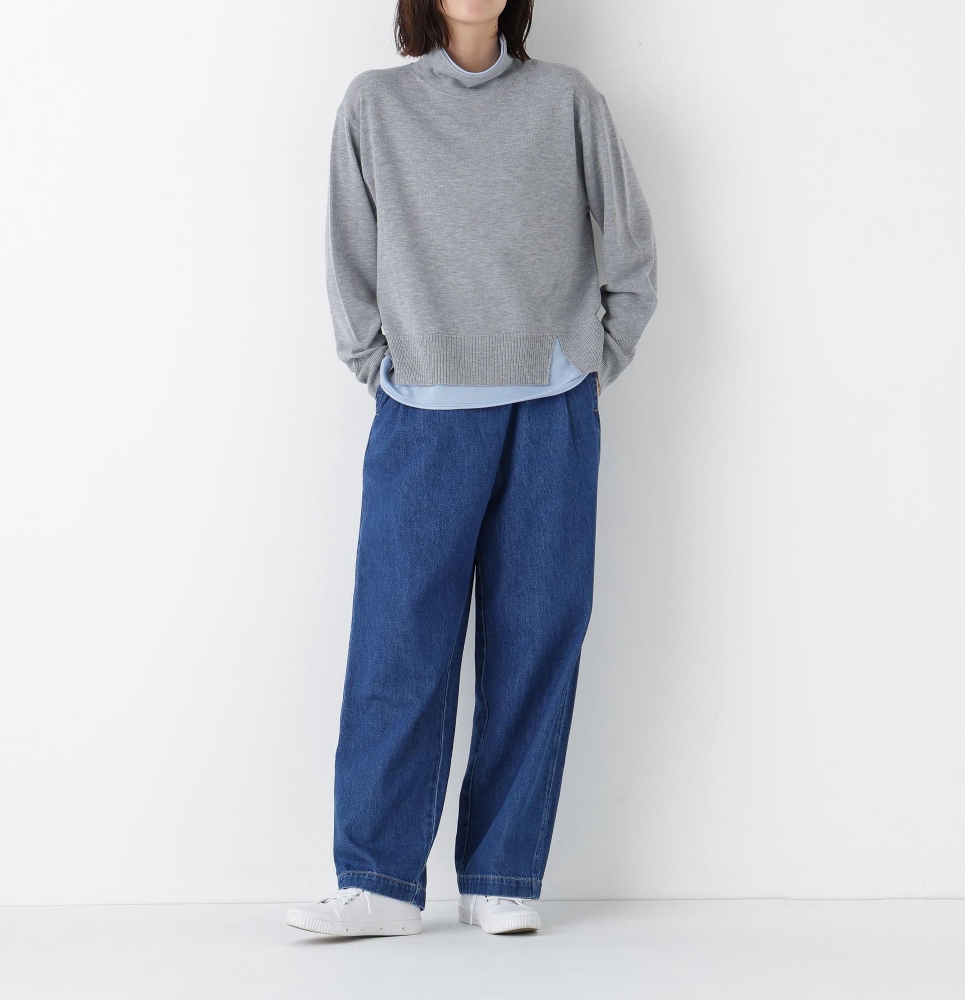◆ソフトデニムバレルパンツ ブルー