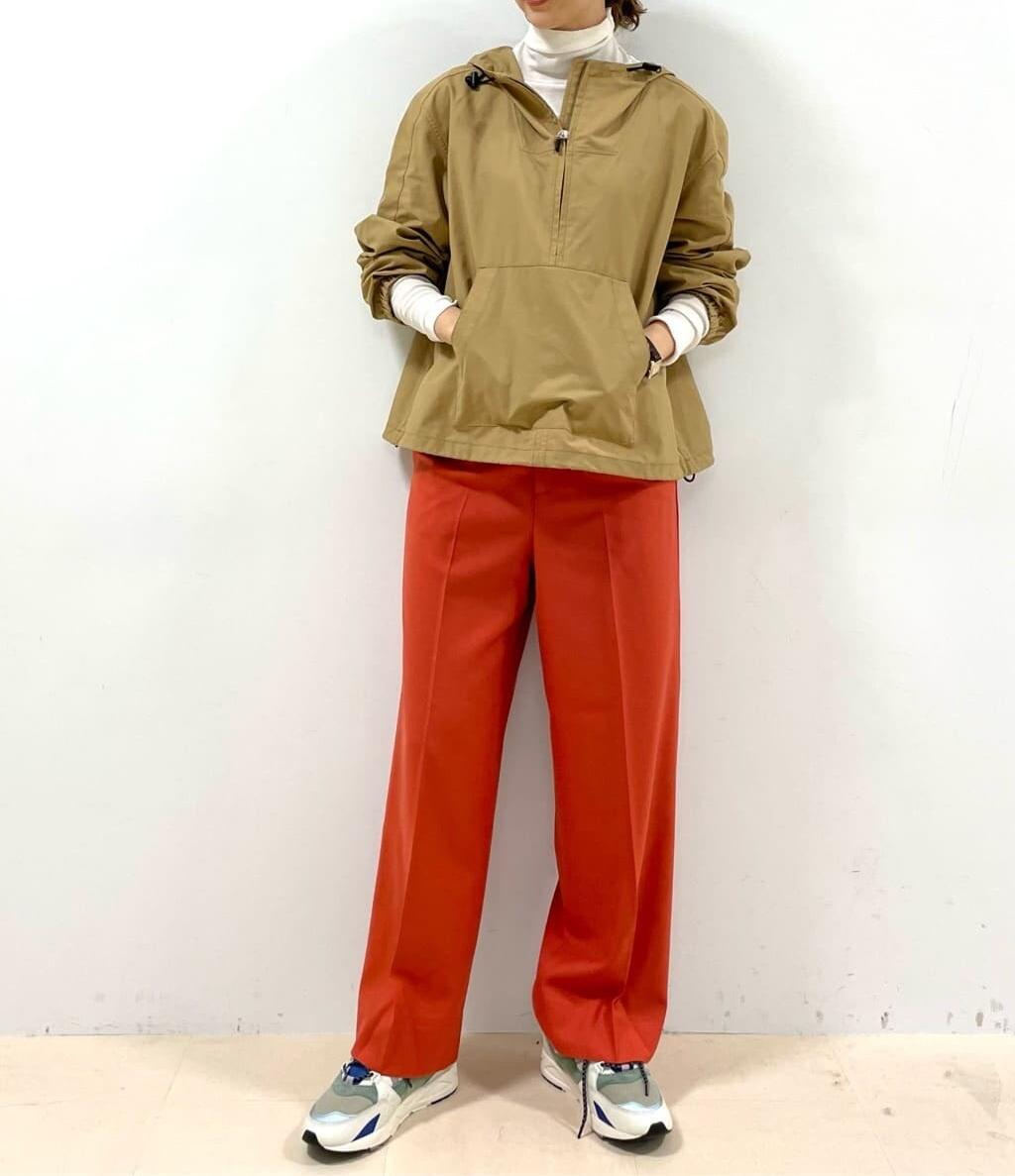 ◆センタープレスセミワイドパンツ オレンジ