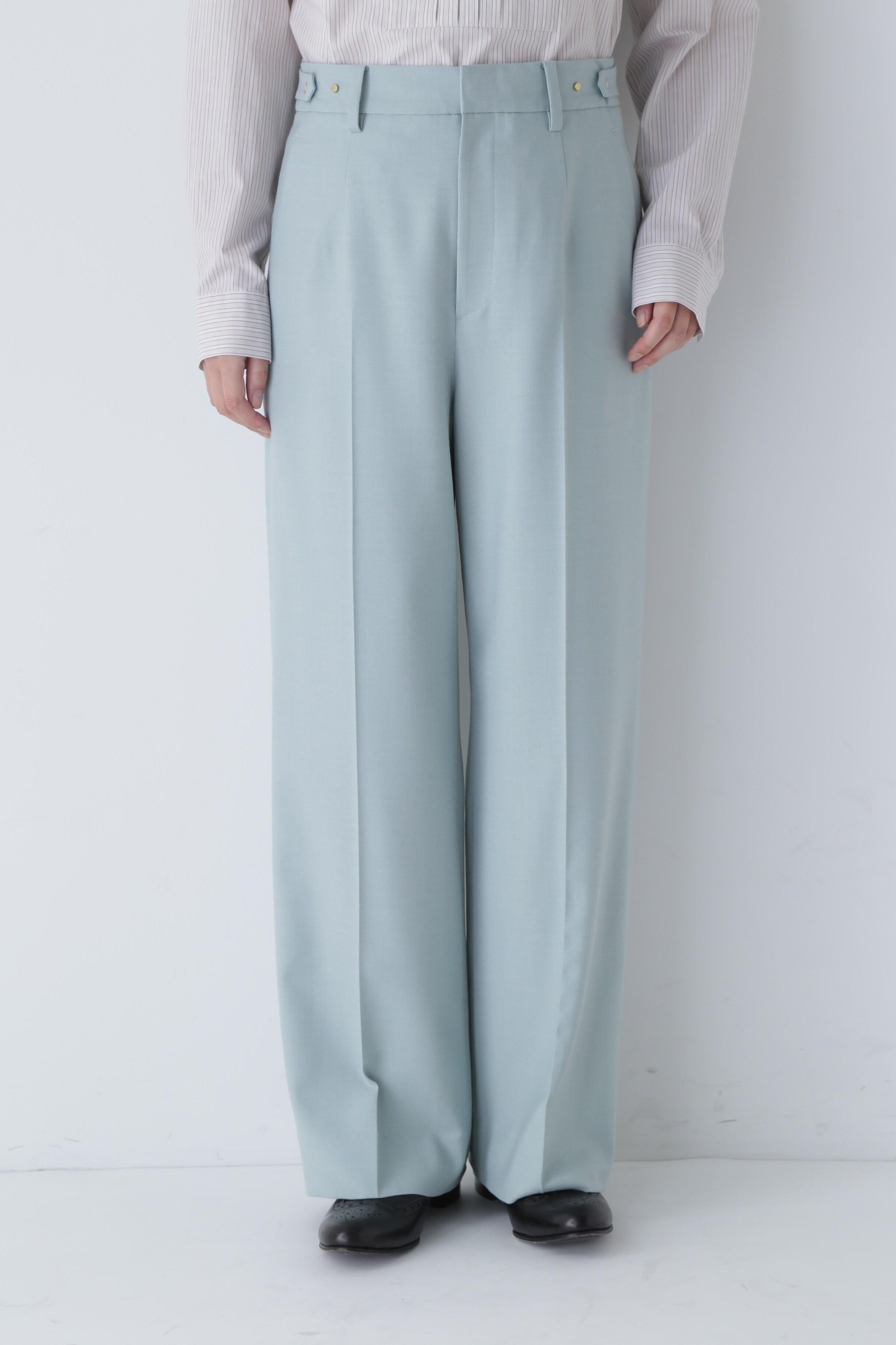 ◆センタープレスセミワイドパンツ ライトグリーン