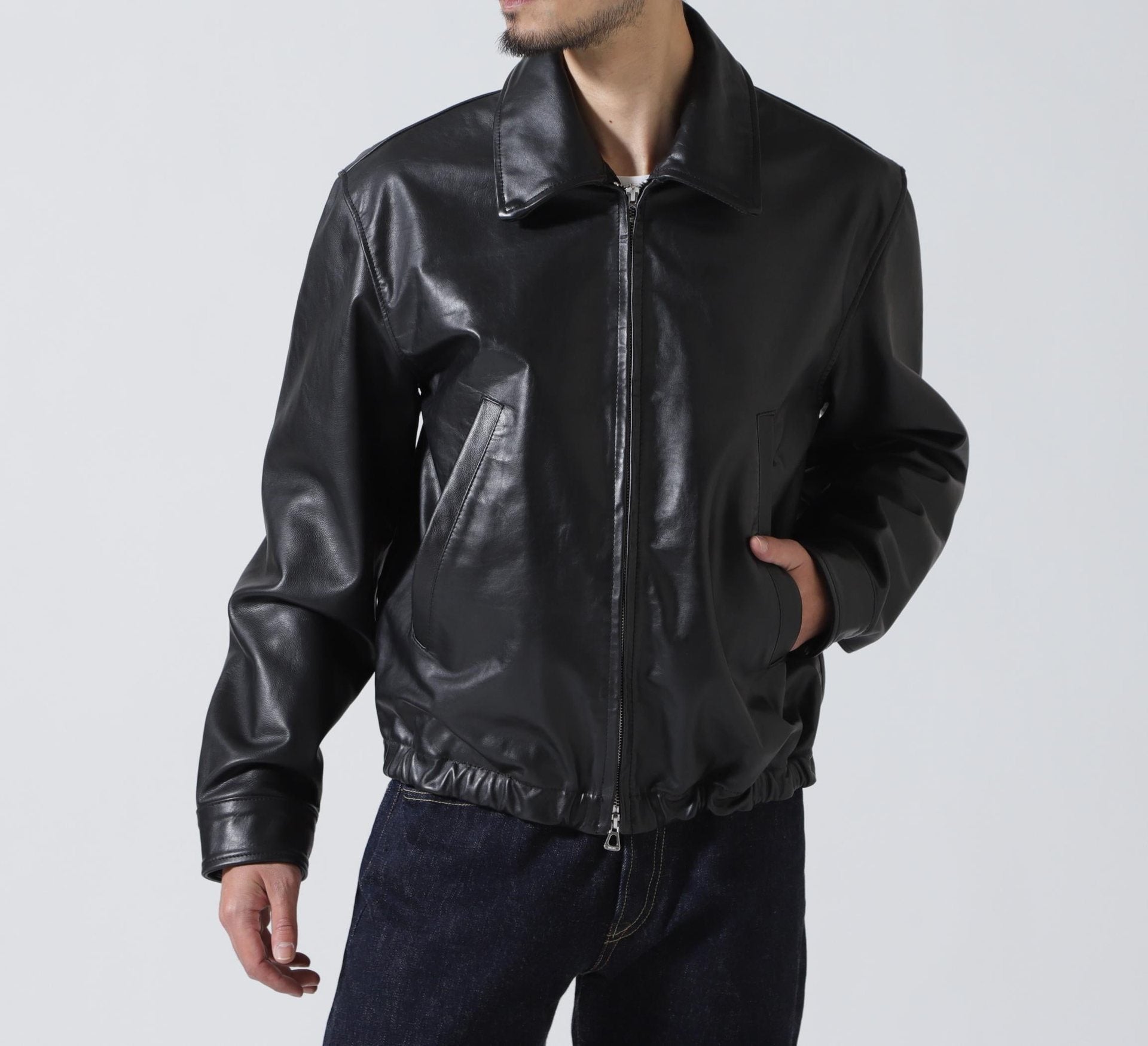 YOKE×吾亦紅/ヨーク×ワレモコウ/LEATHER ZIP BLOUSON Exclusive/吾亦紅別注 ブラック