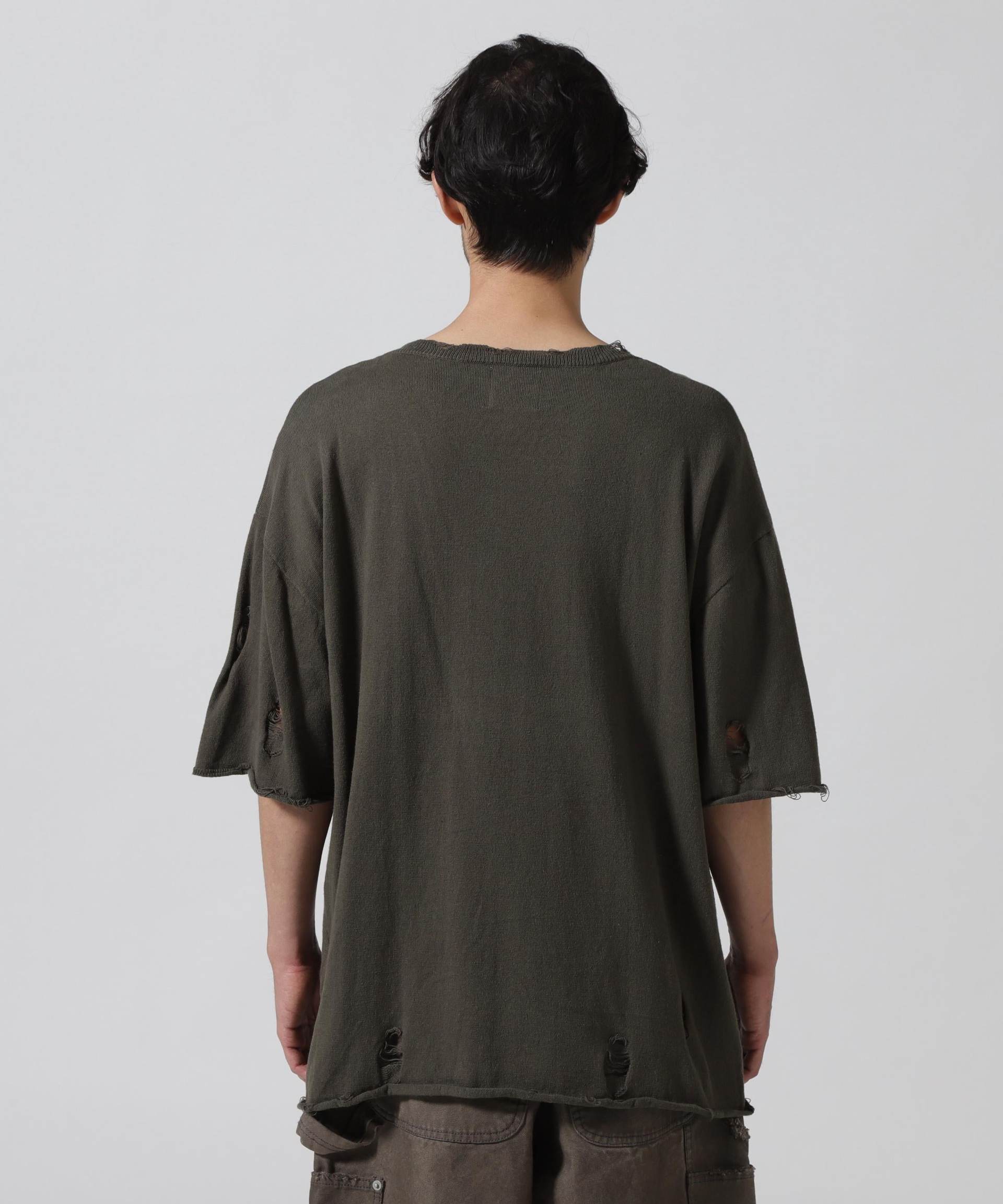 F><13NDS/フレンズ/G>APHIC KNIT TEE カーキ