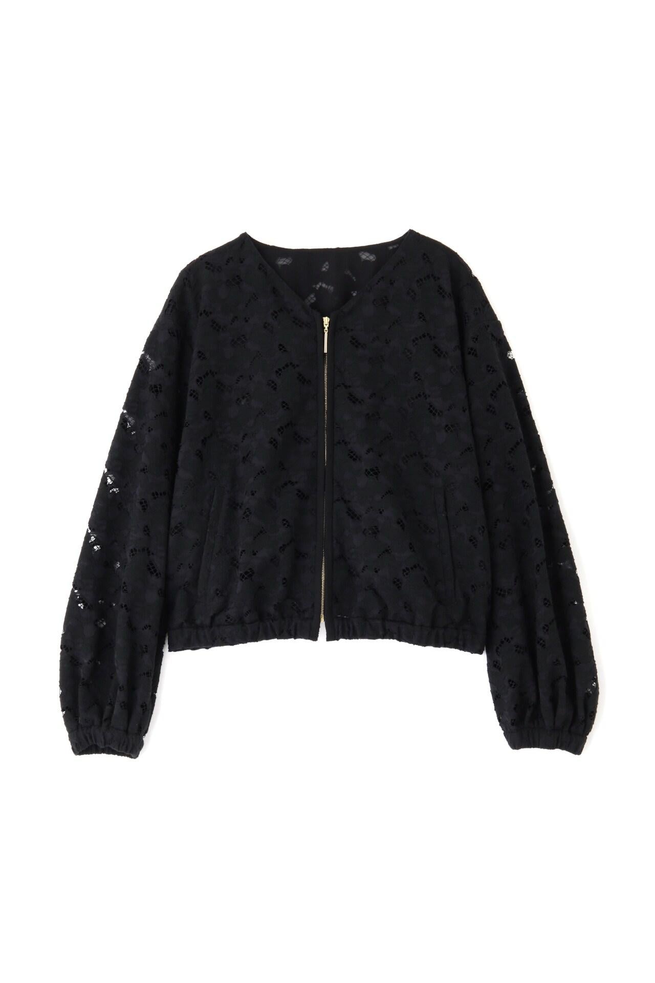 ◆レースジップブルゾン ブラック