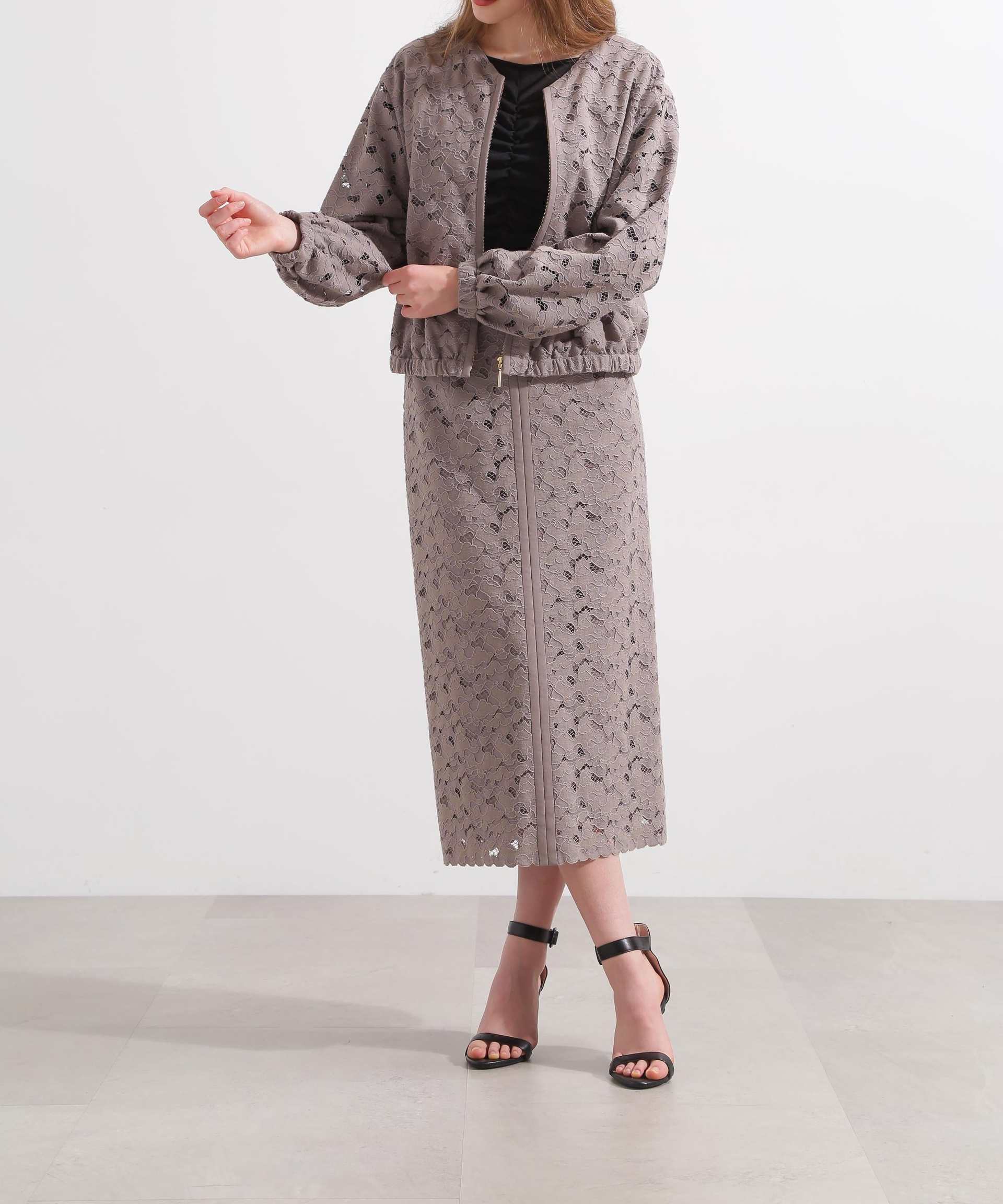 ◆レースジップブルゾン モカ6