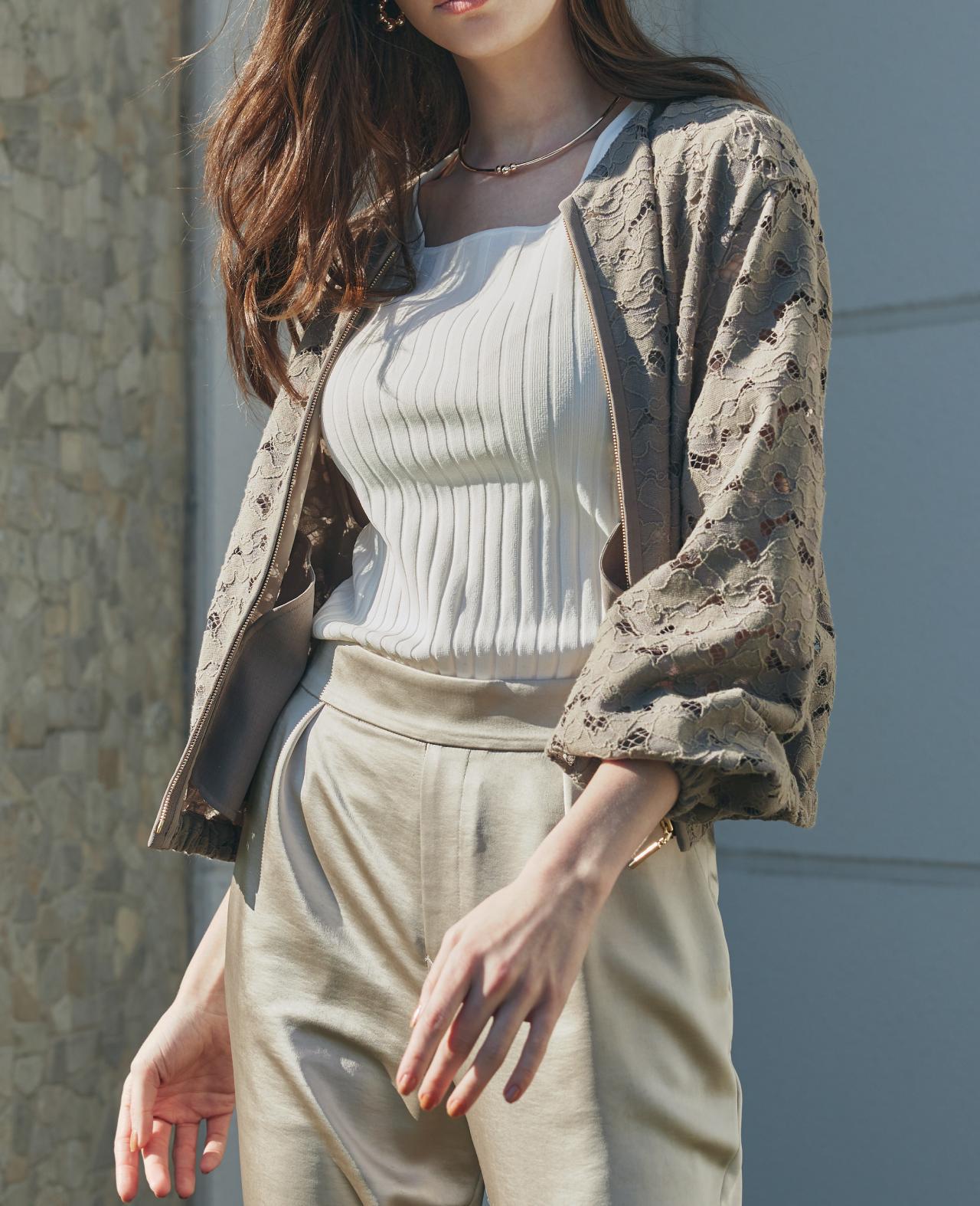 ◆レースジップブルゾン モカ6