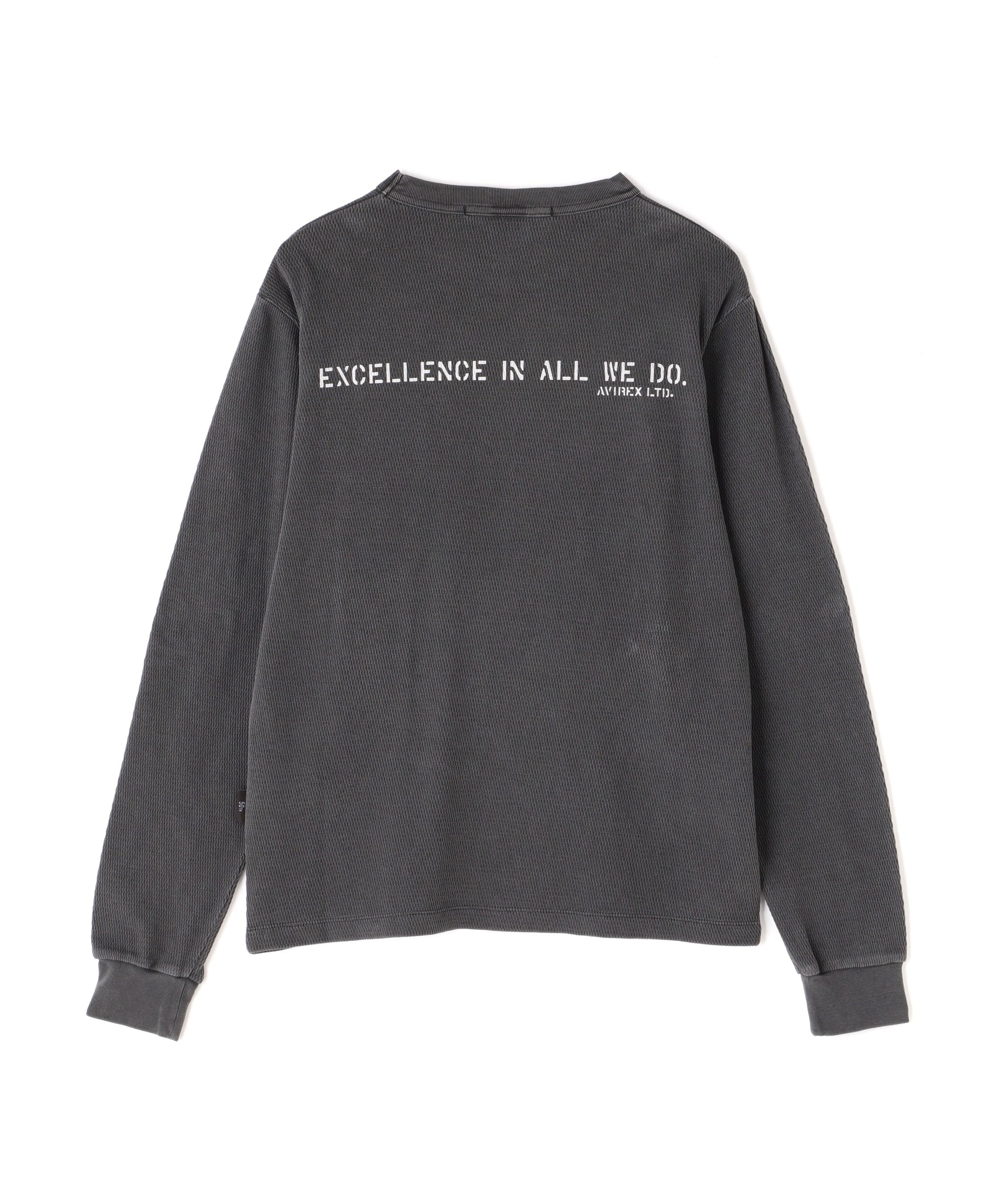 FADE WASH HONEYCOMR WAFFLE T-SHI>T / フェイドウォッシュ ハニカムワッフル 長袖Tシャツ チャコール
