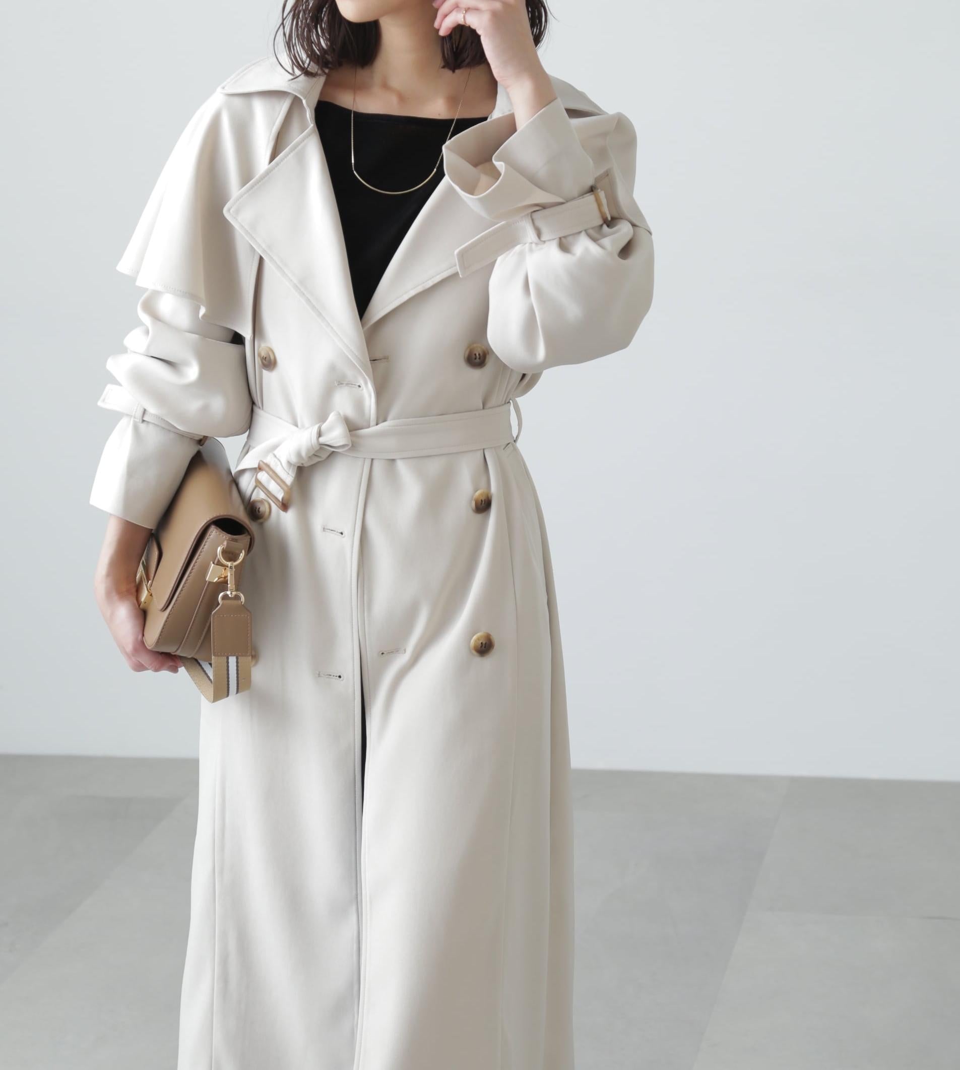 ケープ付きロングトレンチコート アイボリー