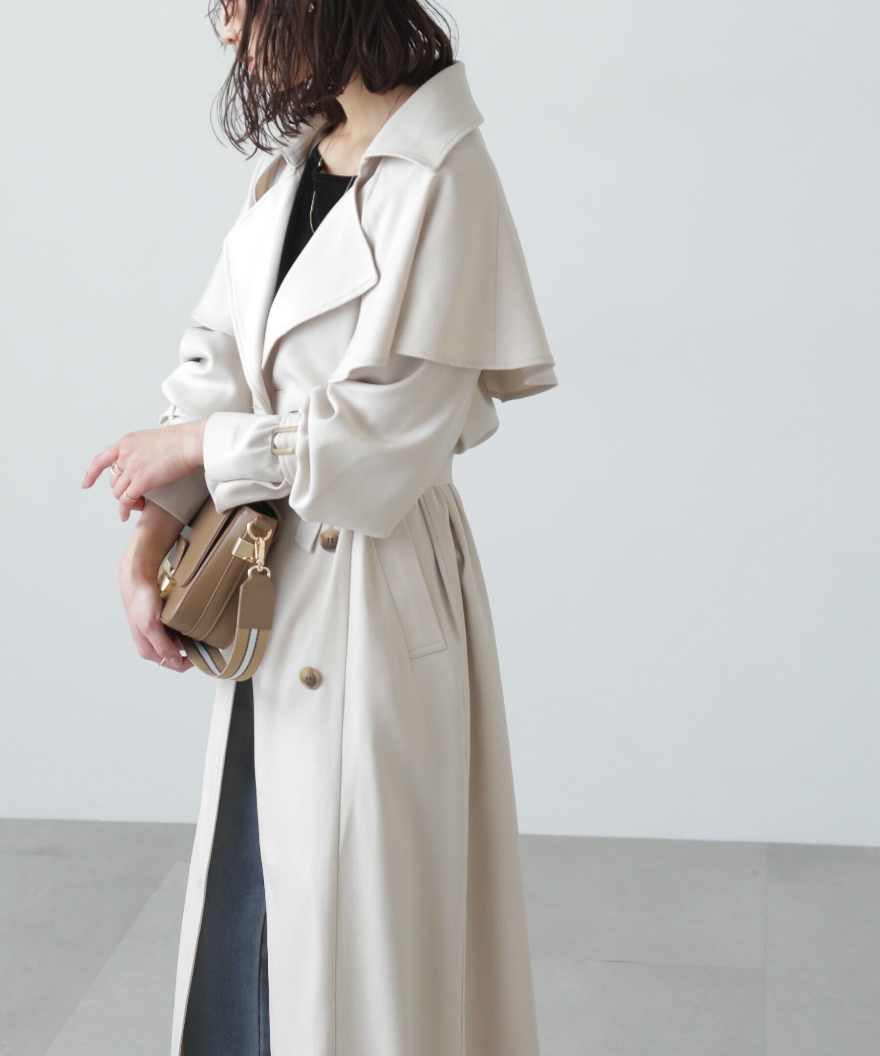 ケープ付きロングトレンチコート アイボリー