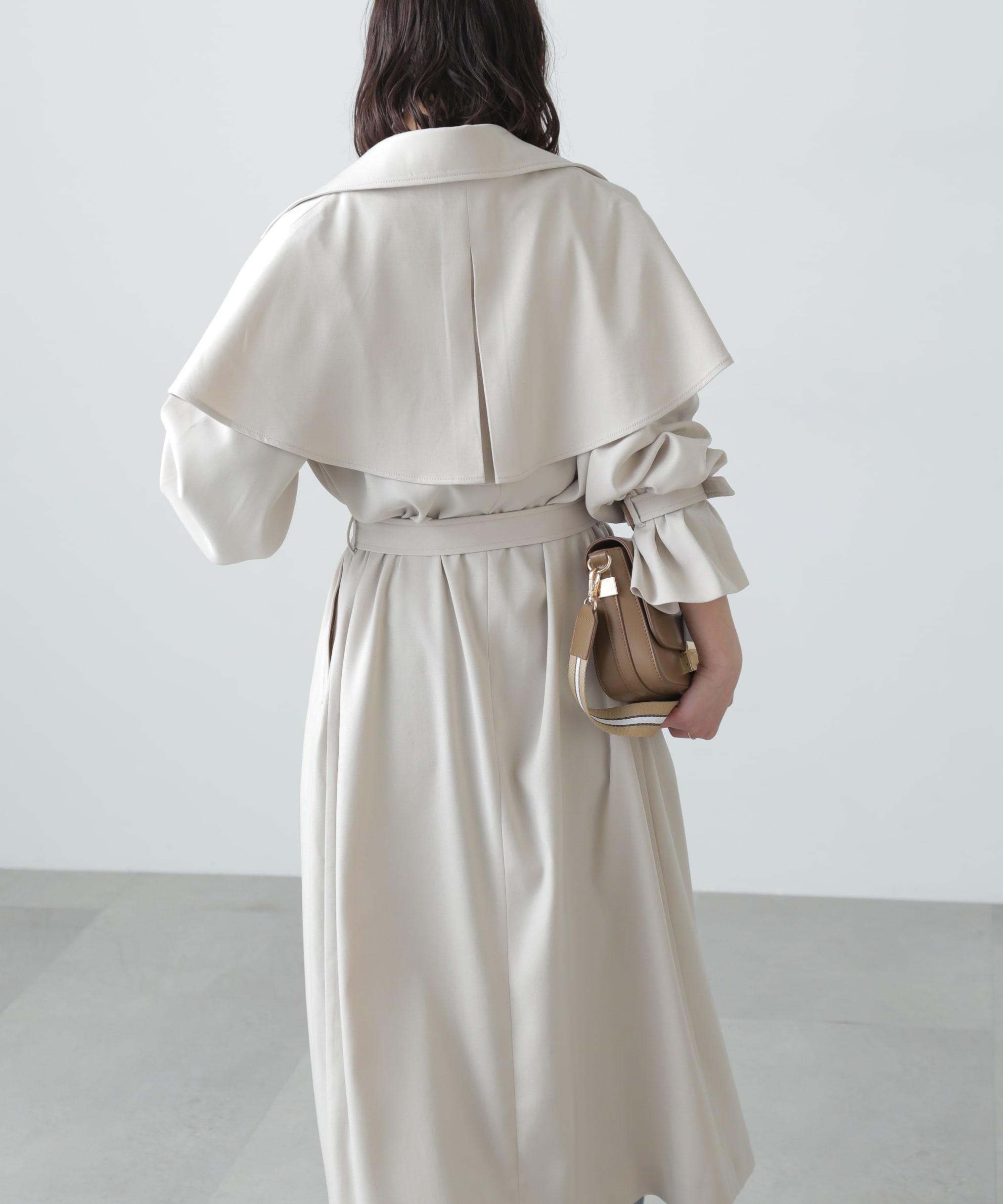 ケープ付きロングトレンチコート アイボリー