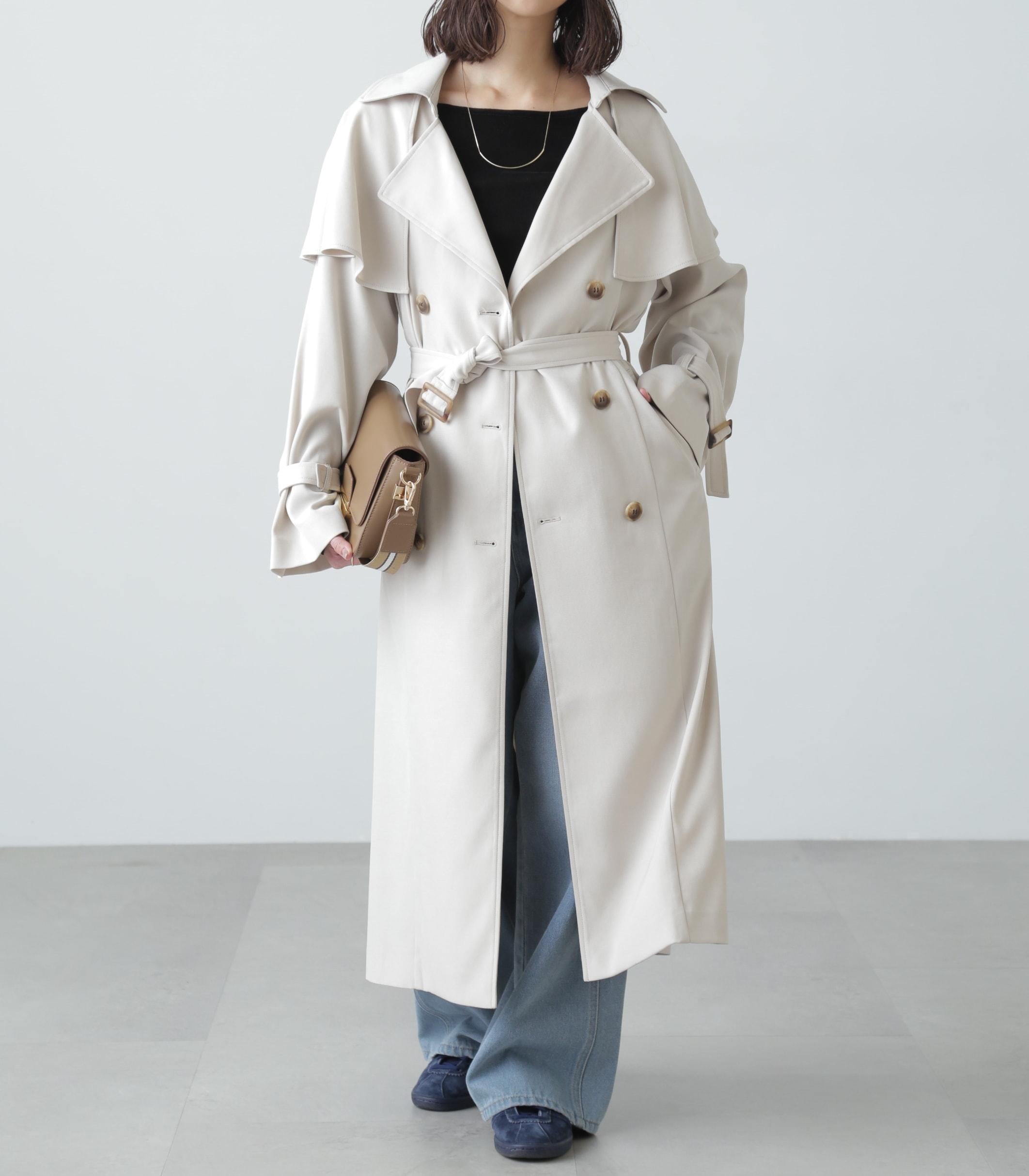 ケープ付きロングトレンチコート アイボリー