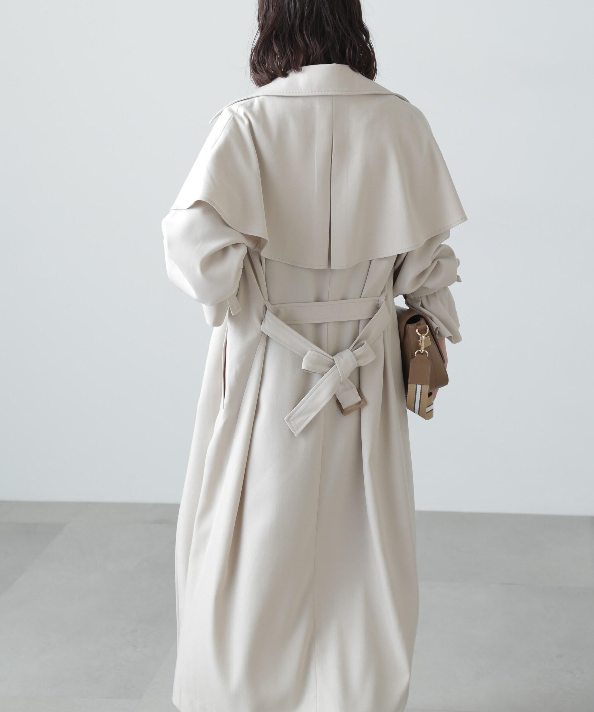 ケープ付きロングトレンチコート アイボリー