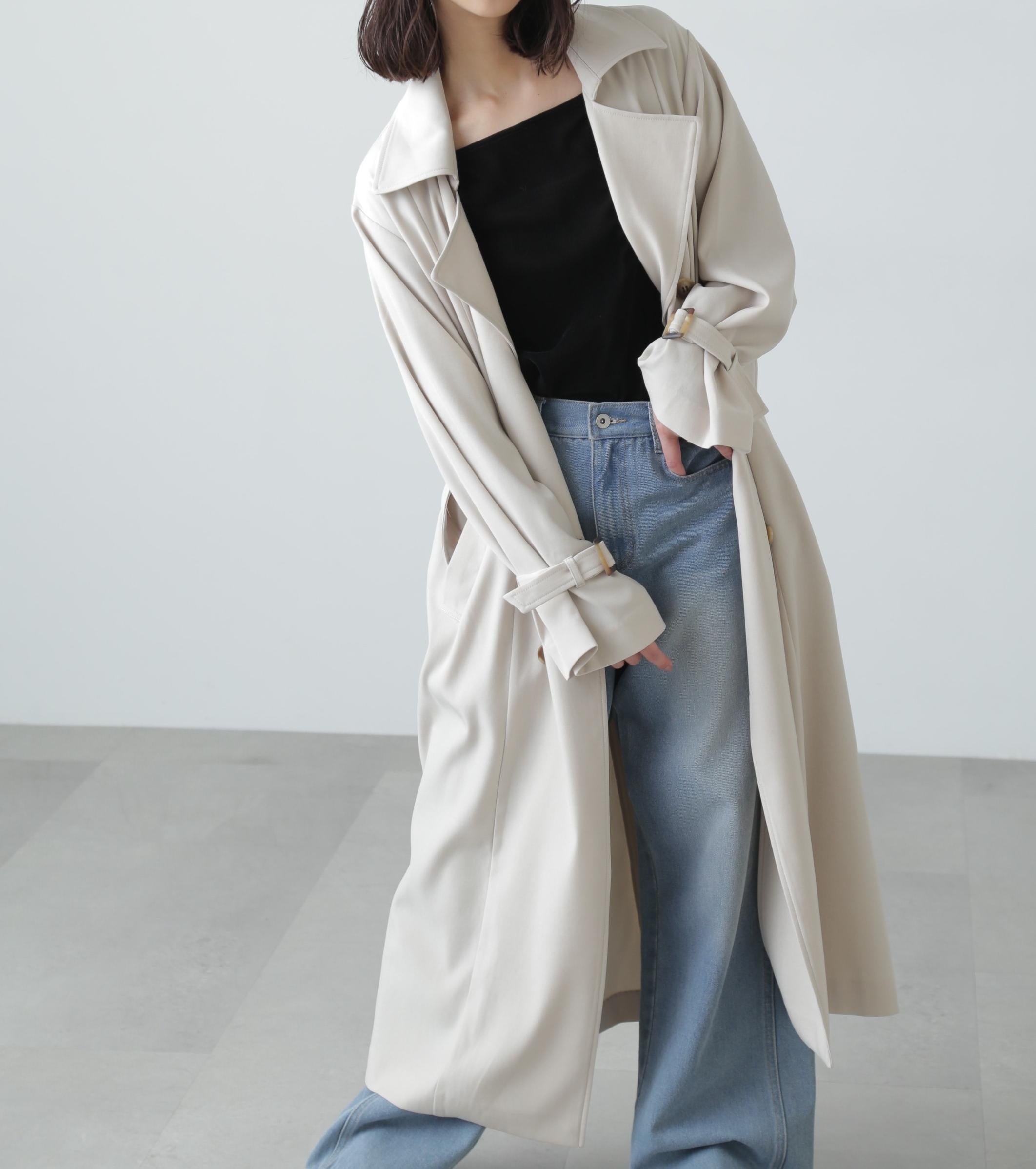 ケープ付きロングトレンチコート アイボリー