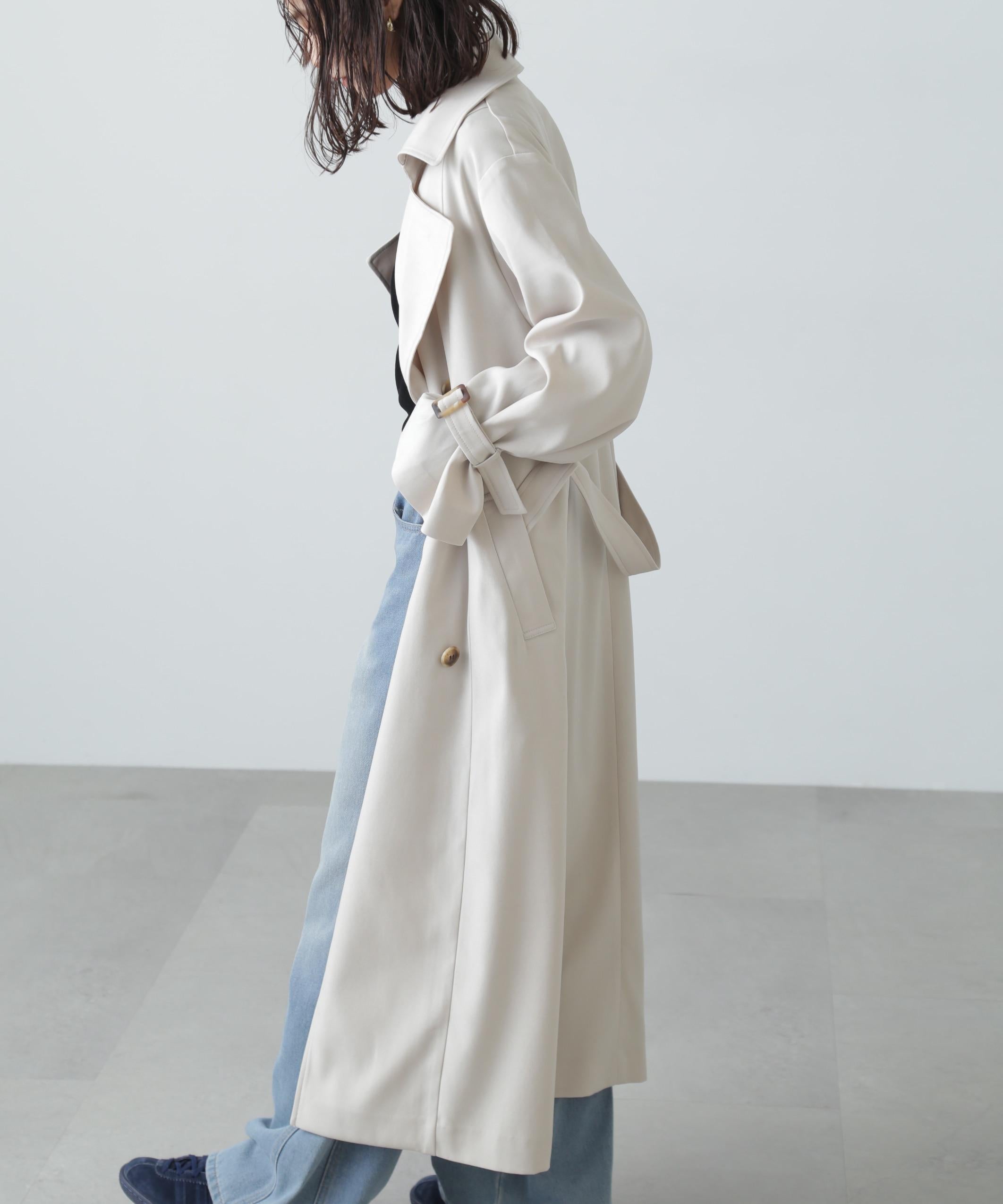 ケープ付きロングトレンチコート アイボリー